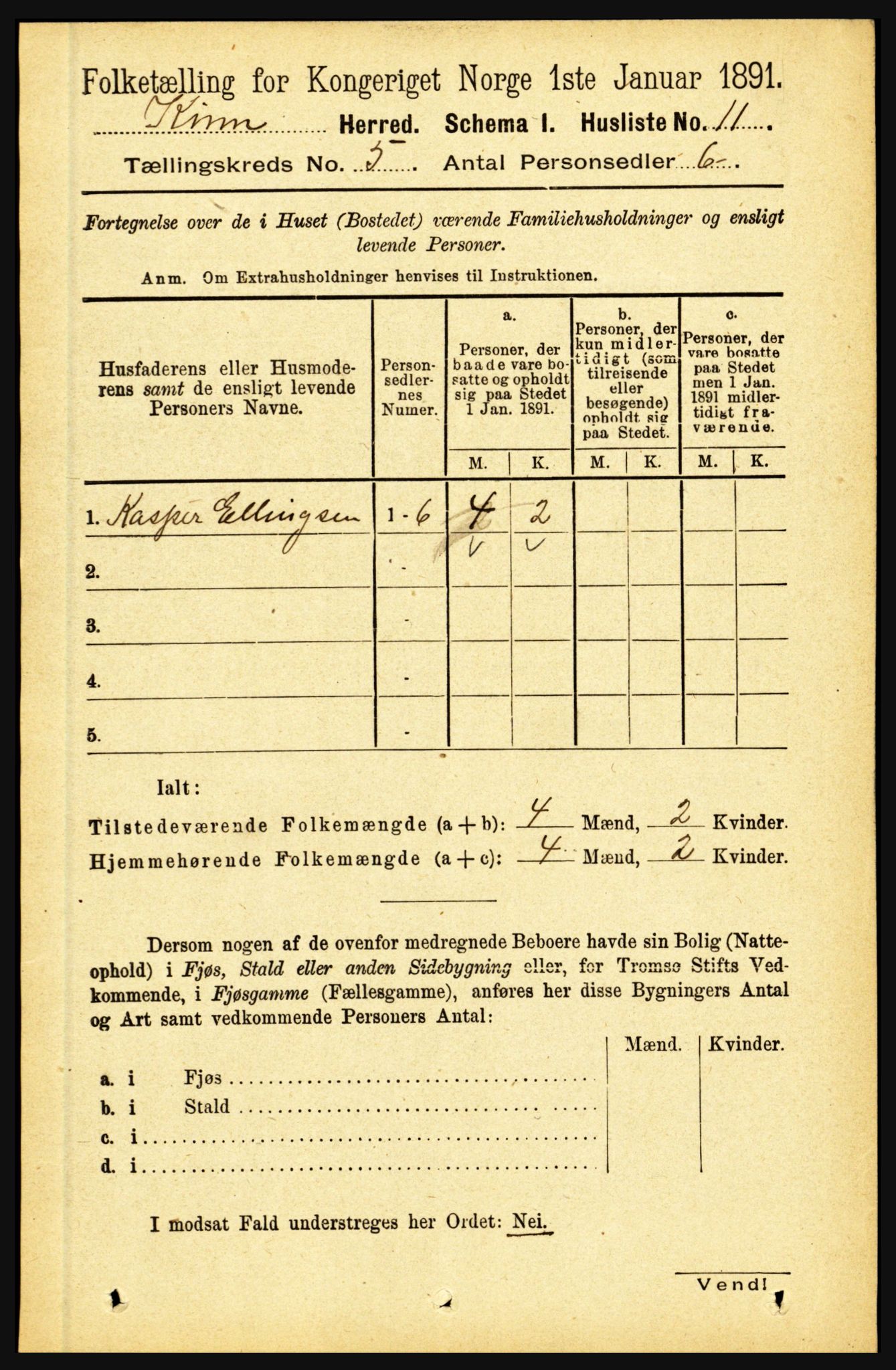 RA, 1891 census for 1437 Kinn, 1891, p. 1750