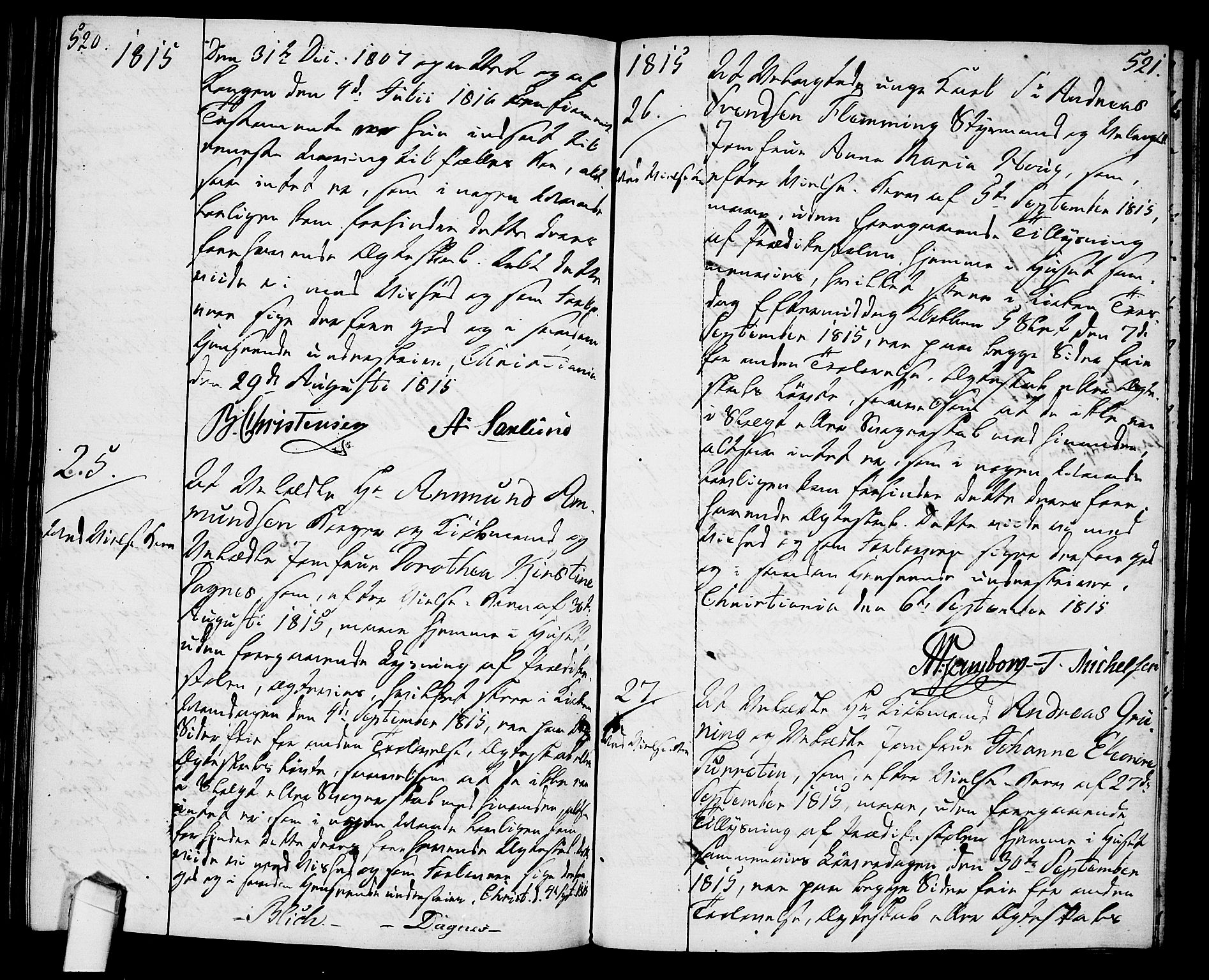 Oslo domkirke Kirkebøker, AV/SAO-A-10752/L/La/L0011: Best man's statements no. 11, 1807-1819, p. 520-521