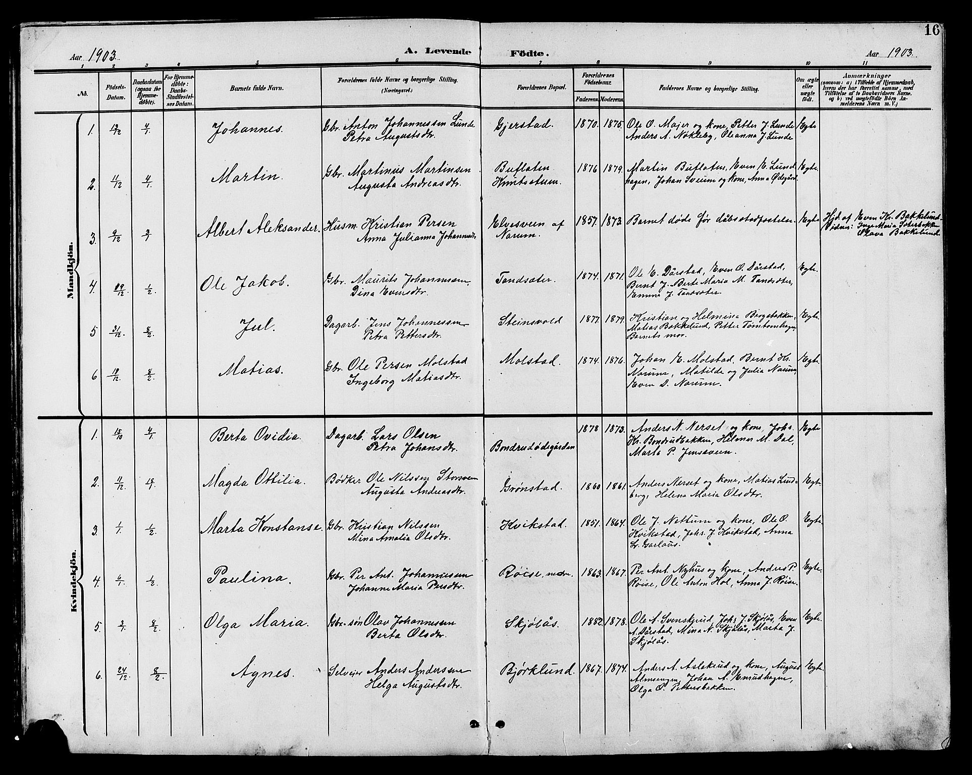 Vestre Toten prestekontor, AV/SAH-PREST-108/H/Ha/Hab/L0011: Parish register (copy) no. 11, 1901-1911, p. 16