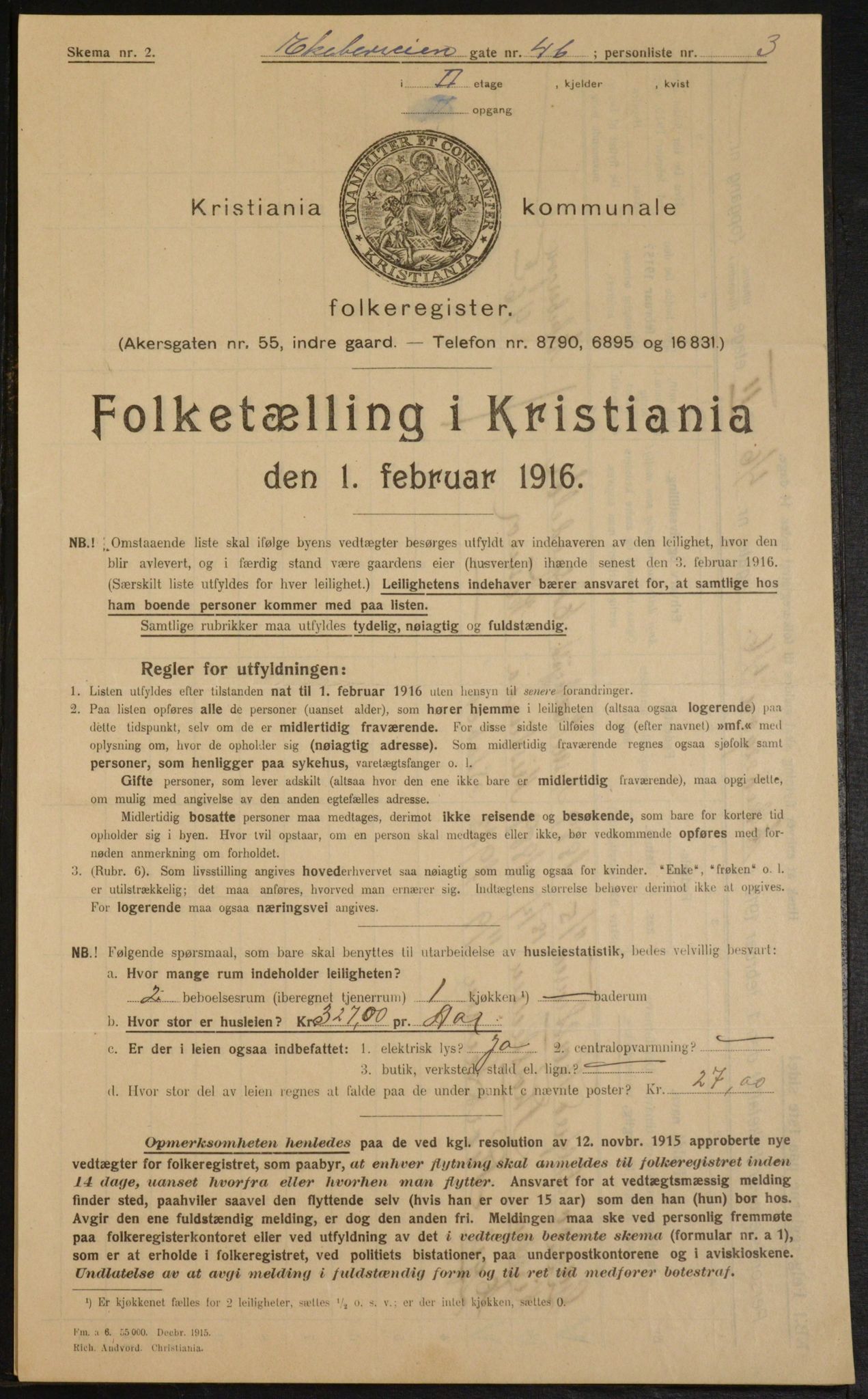 OBA, Municipal Census 1916 for Kristiania, 1916, p. 20728