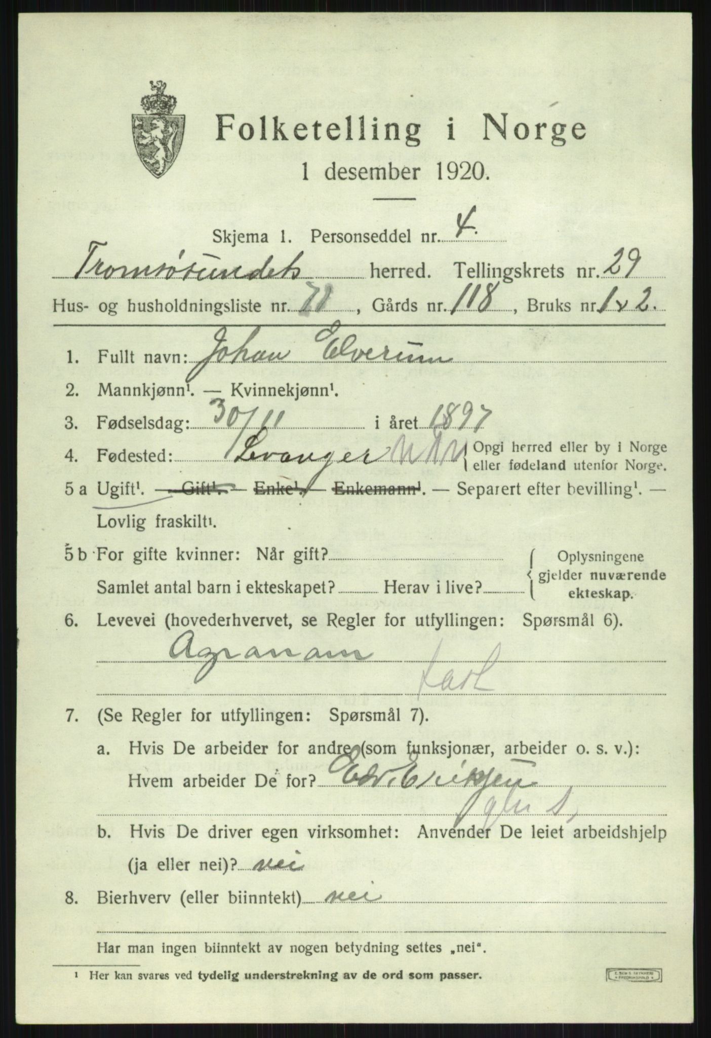 SATØ, 1920 census for Tromsøysund, 1920, p. 14248