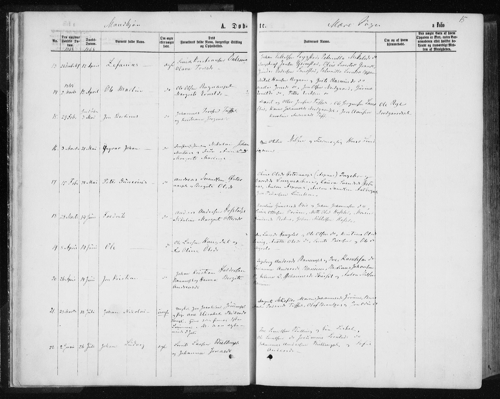 Ministerialprotokoller, klokkerbøker og fødselsregistre - Nord-Trøndelag, AV/SAT-A-1458/735/L0345: Parish register (official) no. 735A08 /1, 1863-1872, p. 15