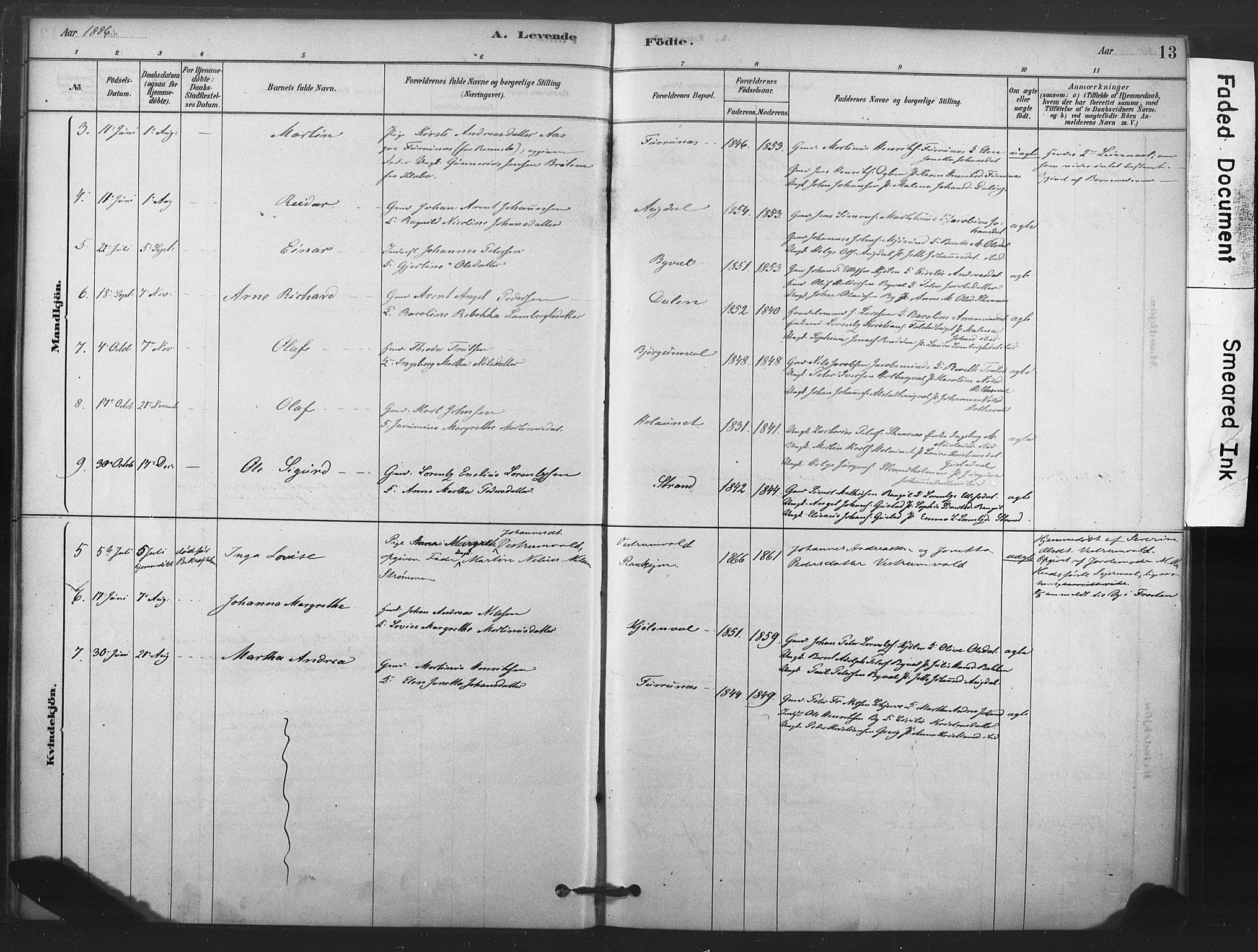 Ministerialprotokoller, klokkerbøker og fødselsregistre - Nord-Trøndelag, SAT/A-1458/719/L0178: Parish register (official) no. 719A01, 1878-1900, p. 13