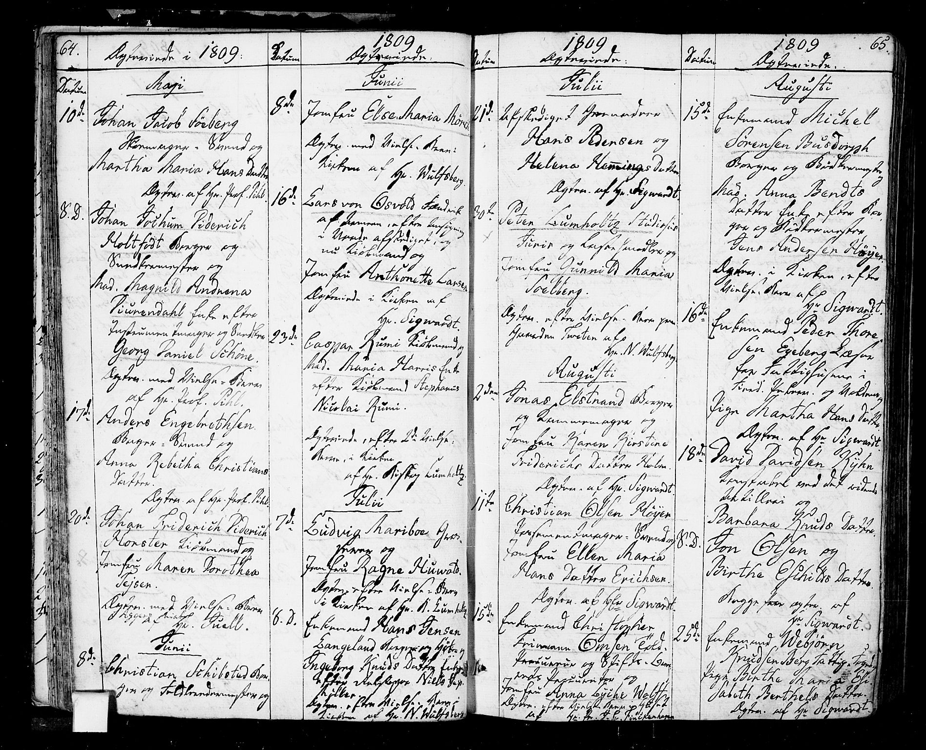 Oslo domkirke Kirkebøker, SAO/A-10752/F/Fa/L0006: Parish register (official) no. 6, 1807-1817, p. 64-65