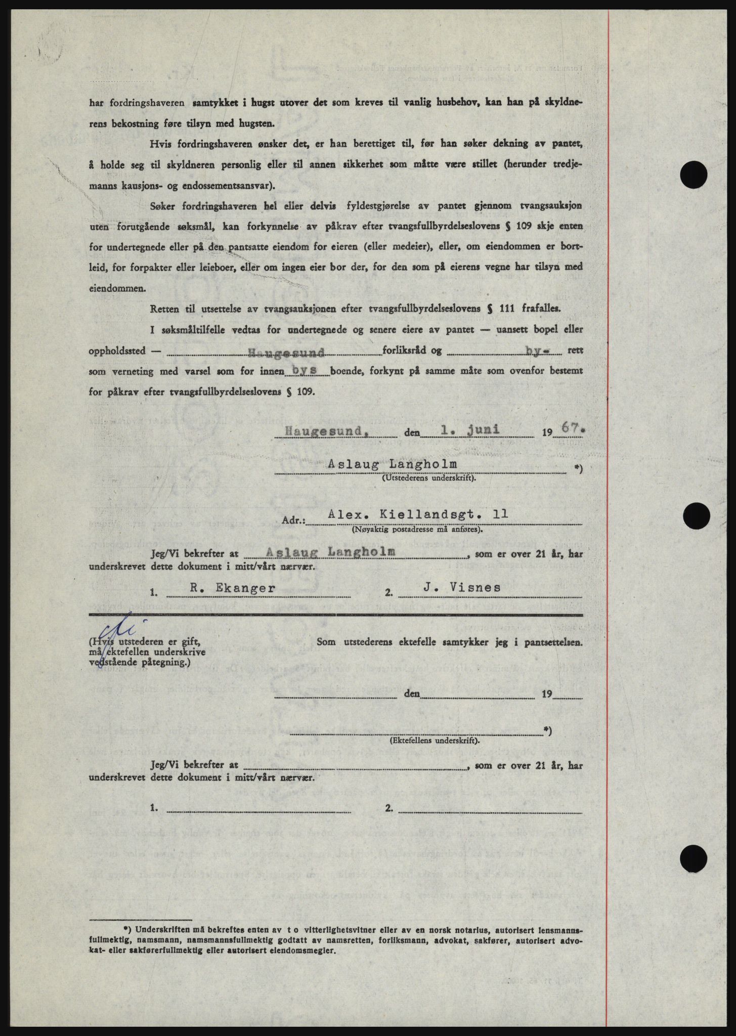 Haugesund tingrett, SAST/A-101415/01/II/IIC/L0056: Mortgage book no. B 56, 1966-1967, Diary no: : 1386/1967