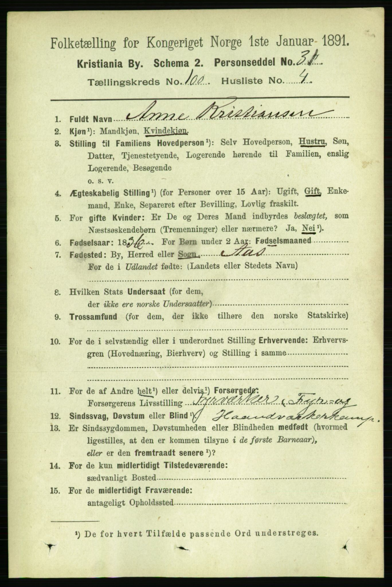 RA, 1891 census for 0301 Kristiania, 1891, p. 49268