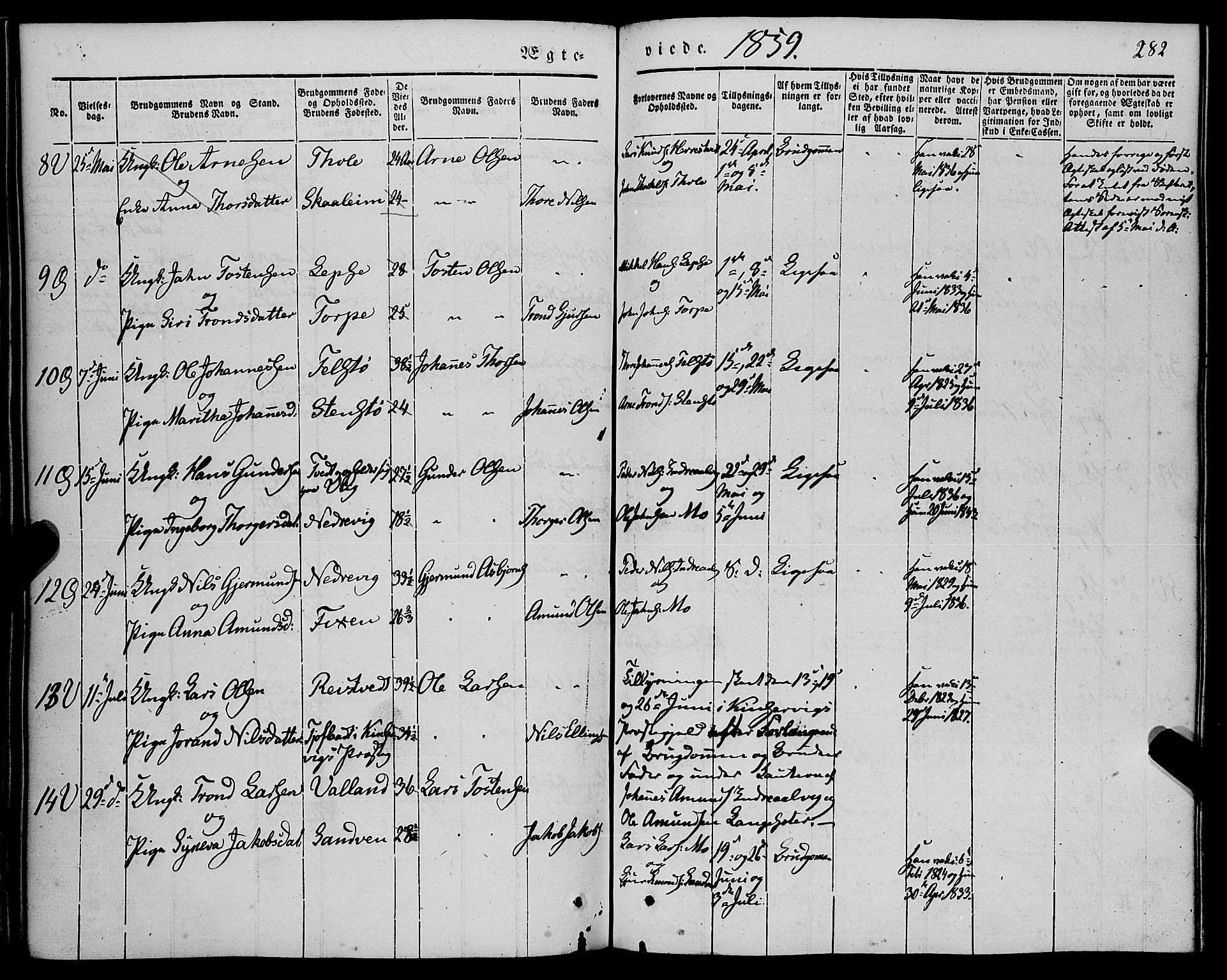 Kvam sokneprestembete, SAB/A-76201/H/Haa: Parish register (official) no. A 8, 1844-1863, p. 282