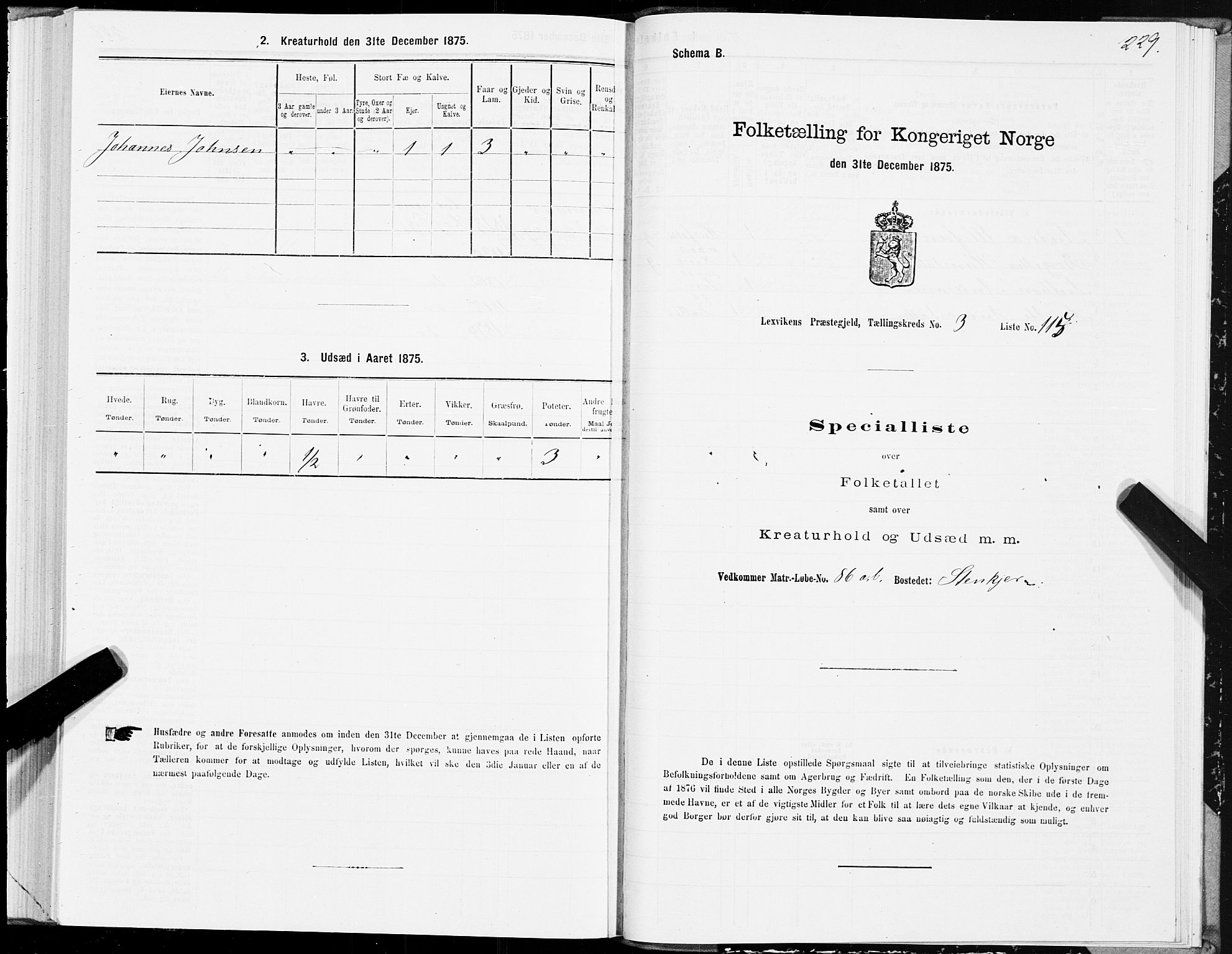 SAT, 1875 census for 1718P Leksvik, 1875, p. 2229