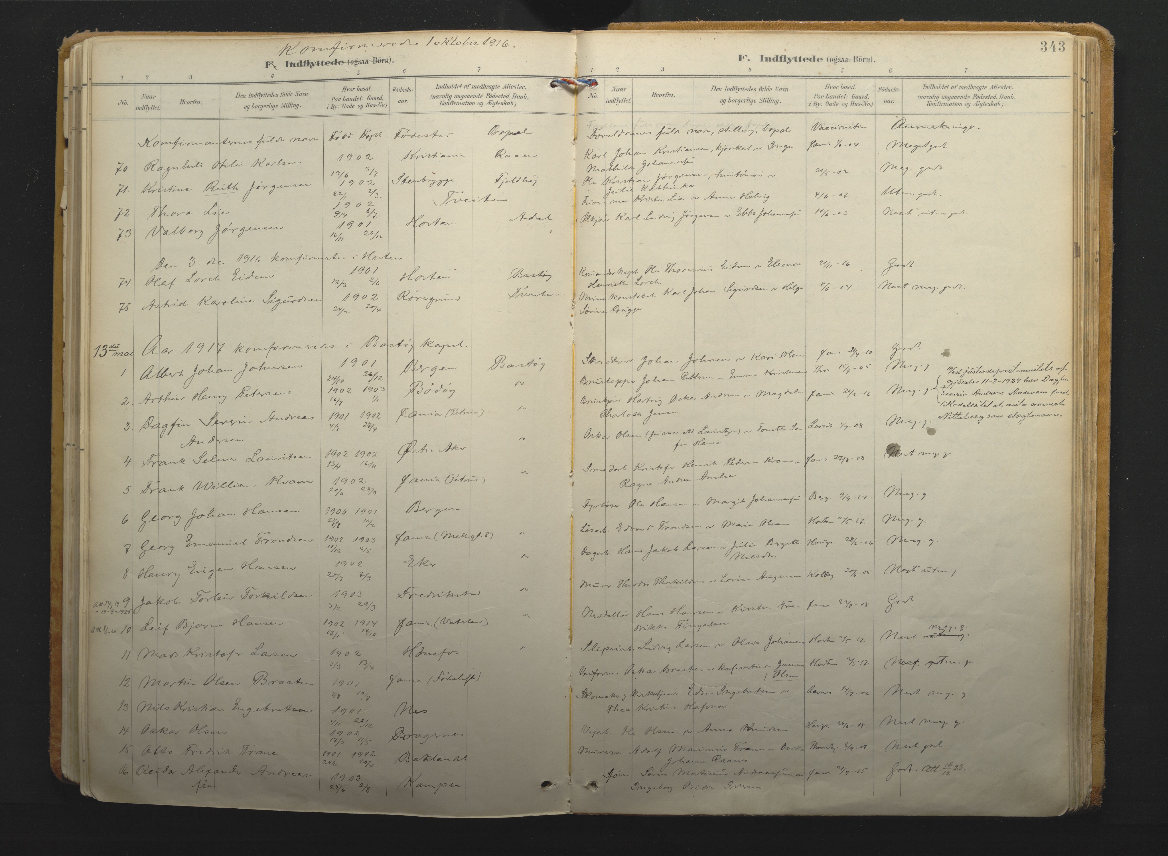 Borre kirkebøker, AV/SAKO-A-338/F/Fa/L0011: Parish register (official) no. I 11, 1897-1921, p. 343