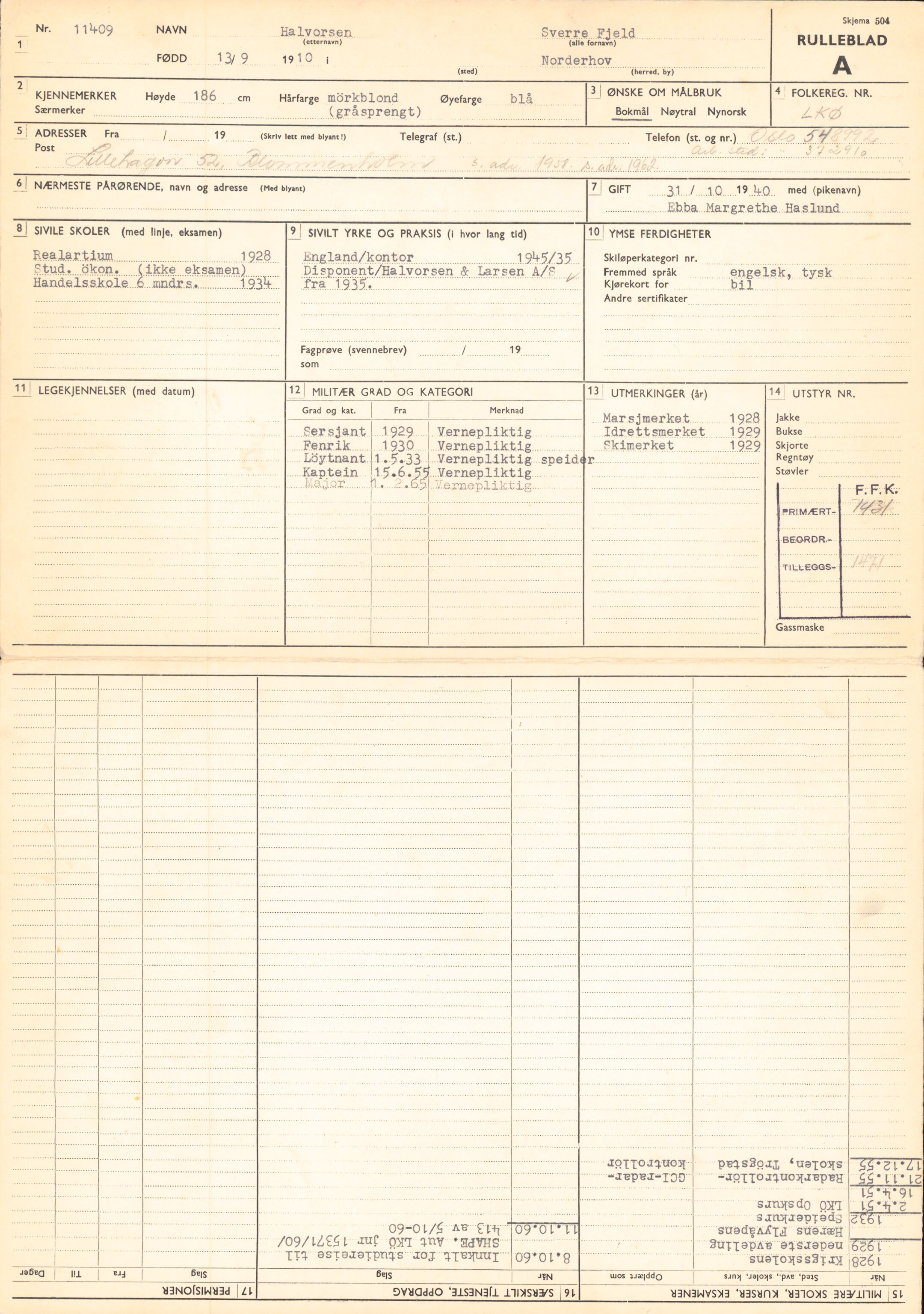 Forsvaret, Forsvarets overkommando/Luftforsvarsstaben, RA/RAFA-4079/P/Pa/L0024: Personellpapirer, 1910, p. 319