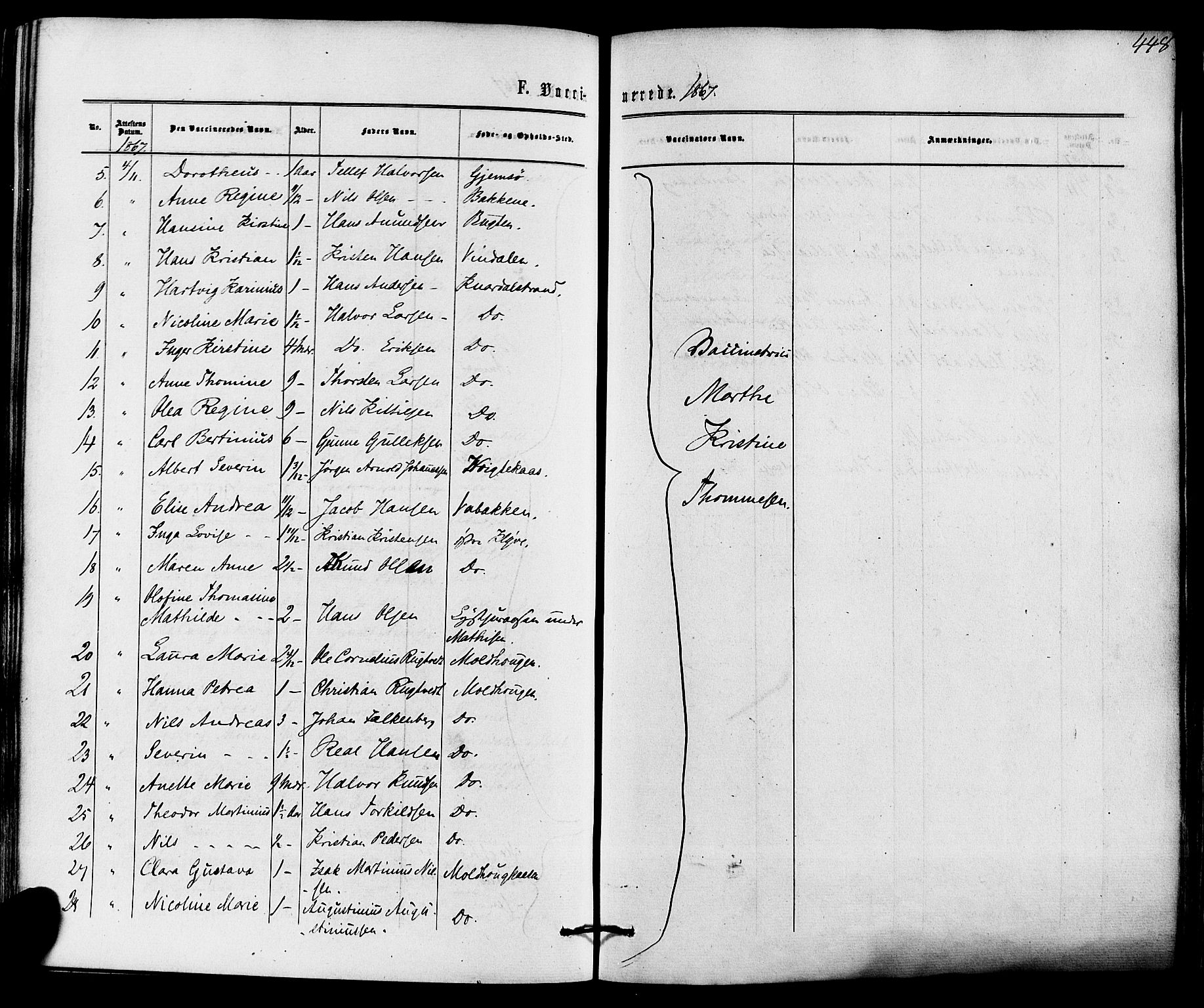 Solum kirkebøker, AV/SAKO-A-306/F/Fa/L0008: Parish register (official) no. I 8, 1865-1876, p. 448