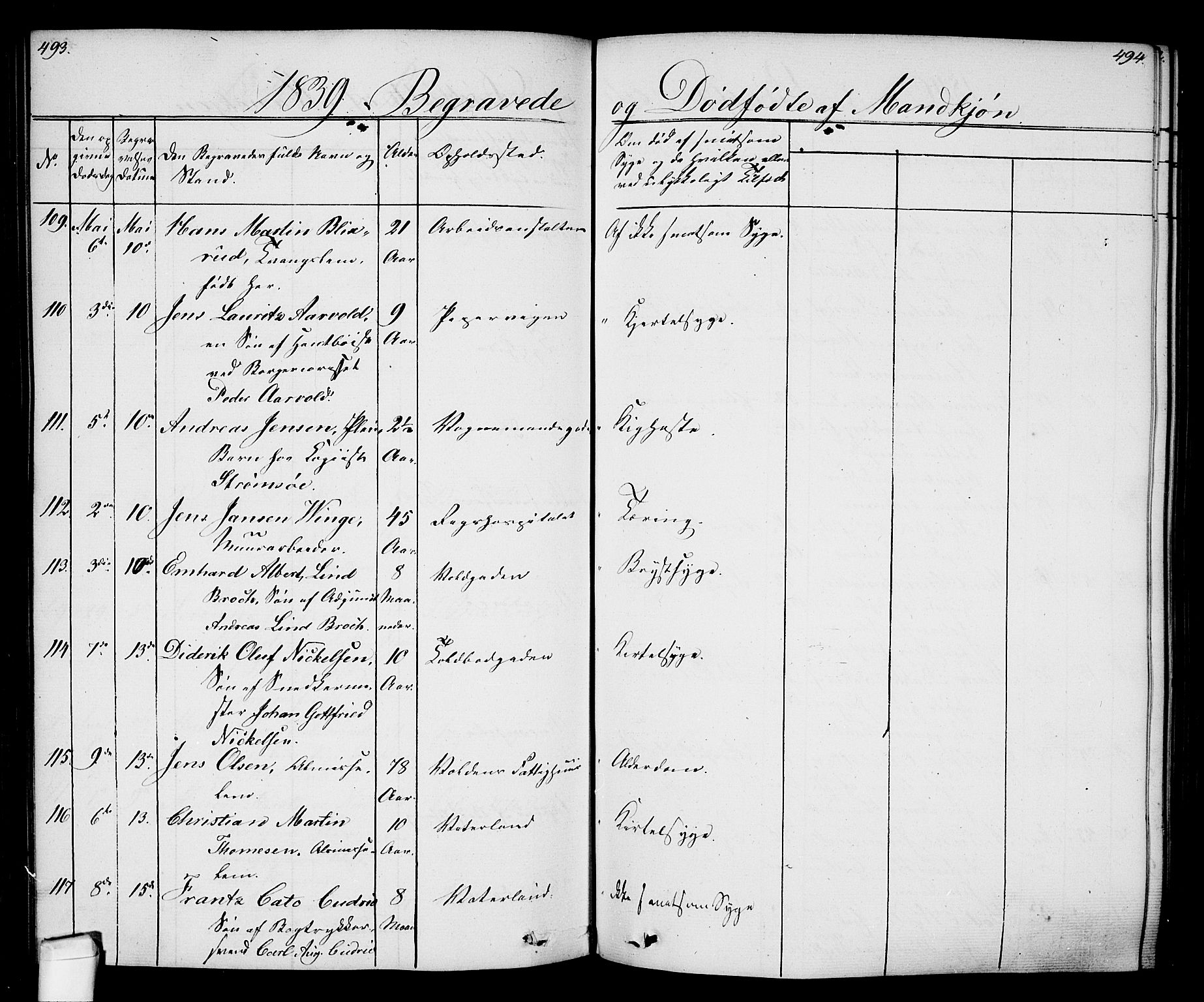 Oslo domkirke Kirkebøker, SAO/A-10752/F/Fa/L0024: Parish register (official) no. 24, 1833-1846, p. 493-494