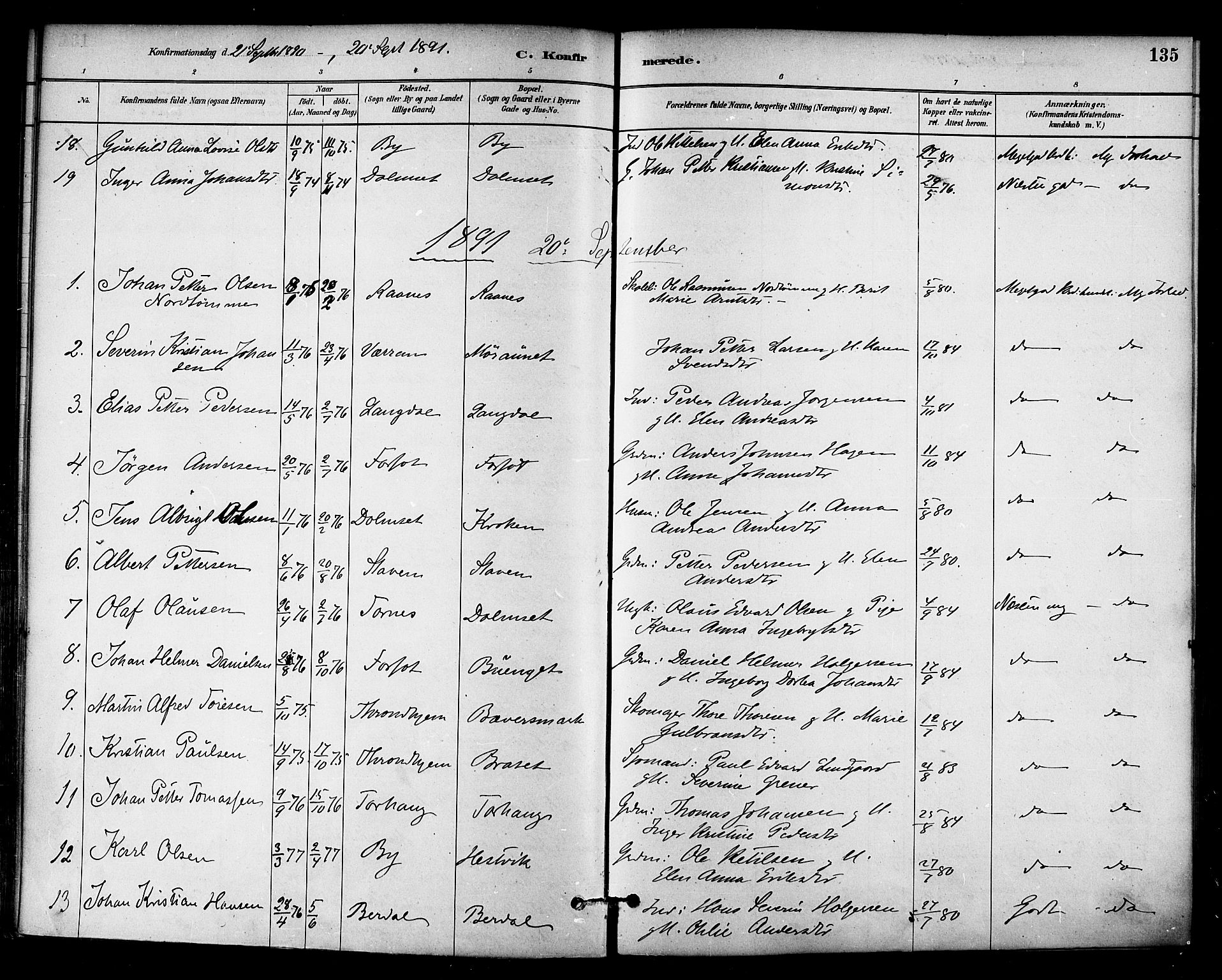 Ministerialprotokoller, klokkerbøker og fødselsregistre - Sør-Trøndelag, AV/SAT-A-1456/655/L0680: Parish register (official) no. 655A09, 1880-1894, p. 135