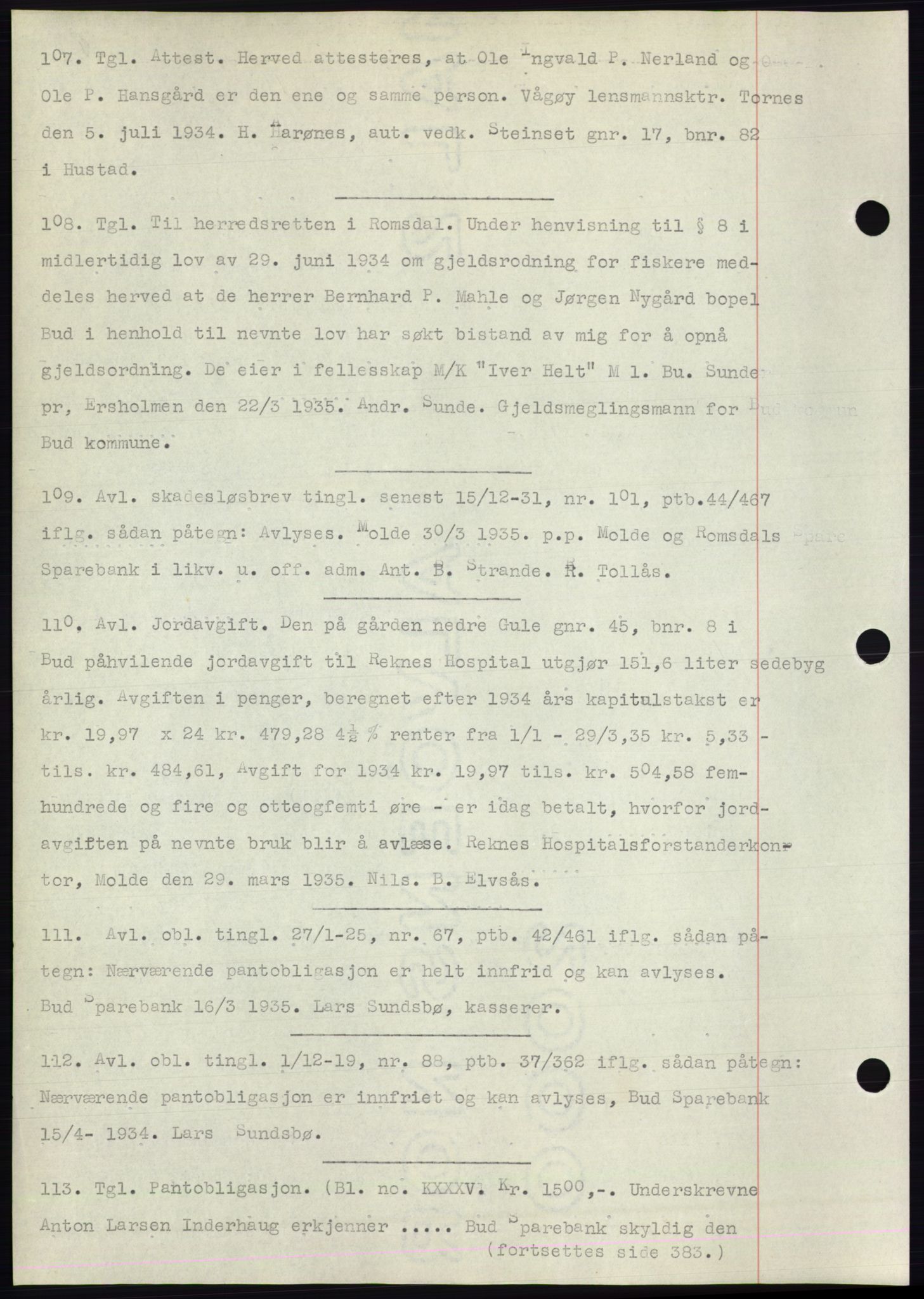 Romsdal sorenskriveri, AV/SAT-A-4149/1/2/2C/L0066: Mortgage book no. 60, 1934-1935, Deed date: 01.04.1935