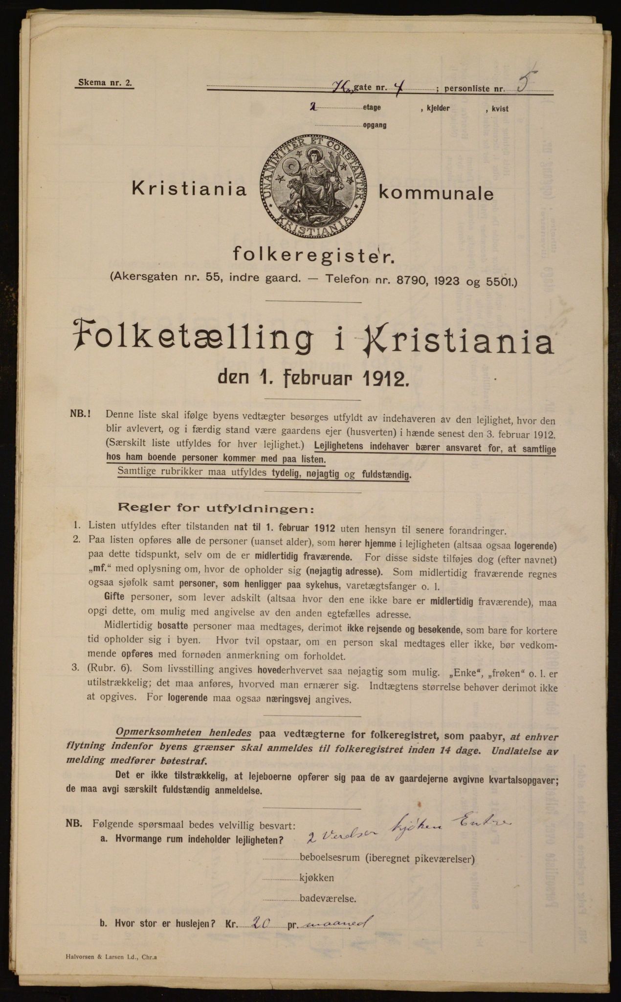 OBA, Municipal Census 1912 for Kristiania, 1912, p. 53689