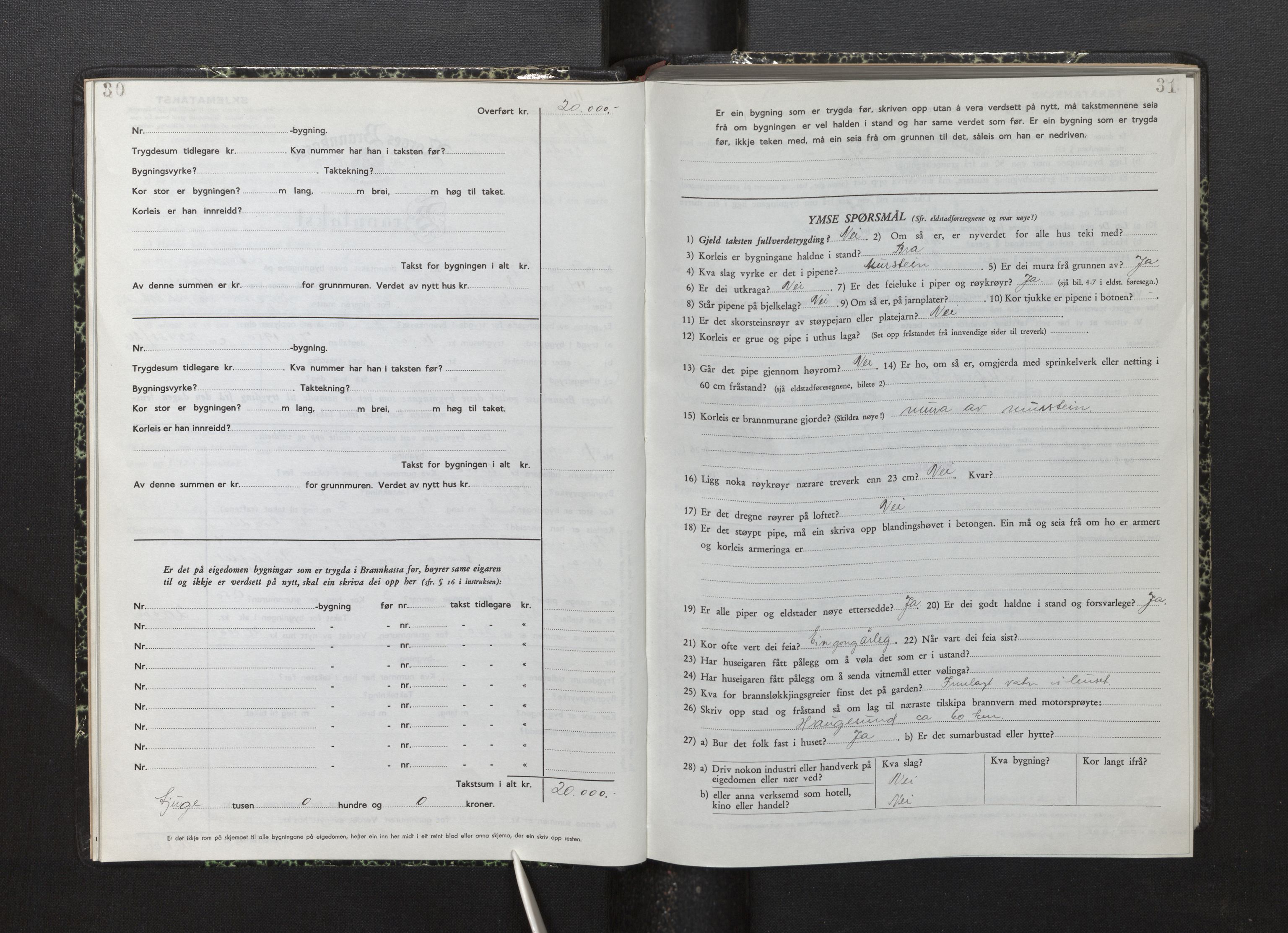 Lensmannen i Fjelberg, AV/SAB-A-32101/0012/L0008: Branntakstprotokoll, skjematakst, 1949-1955, p. 30-31