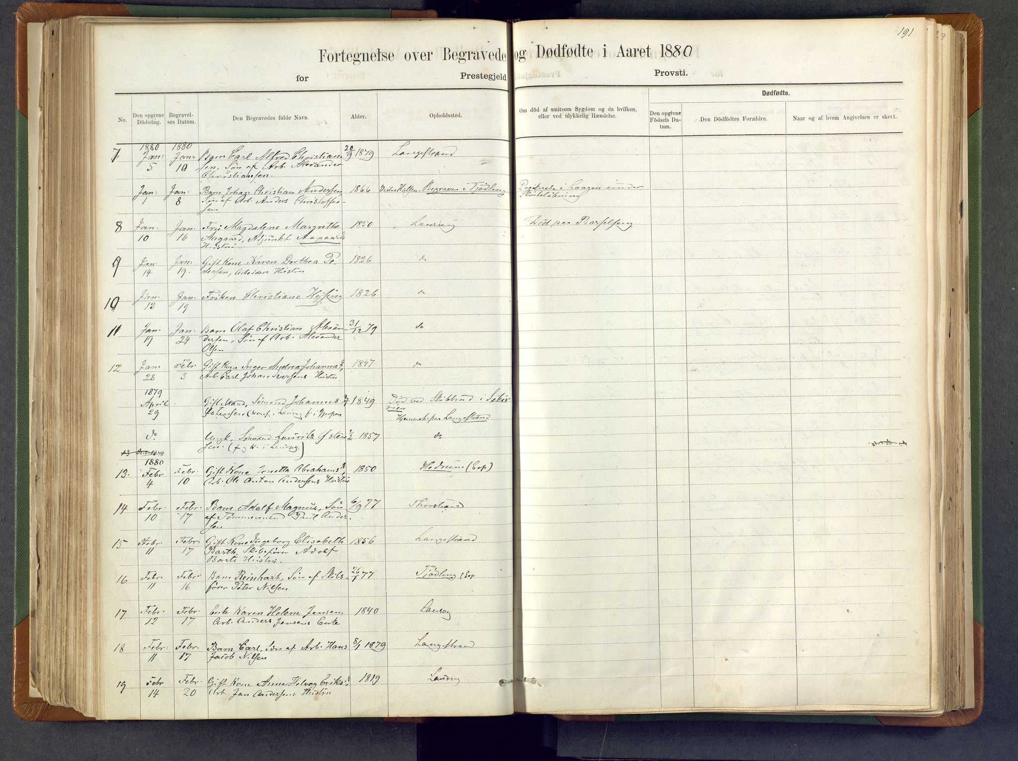 Larvik kirkebøker, SAKO/A-352/F/Fa/L0007: Parish register (official) no. I 7, 1871-1883, p. 191