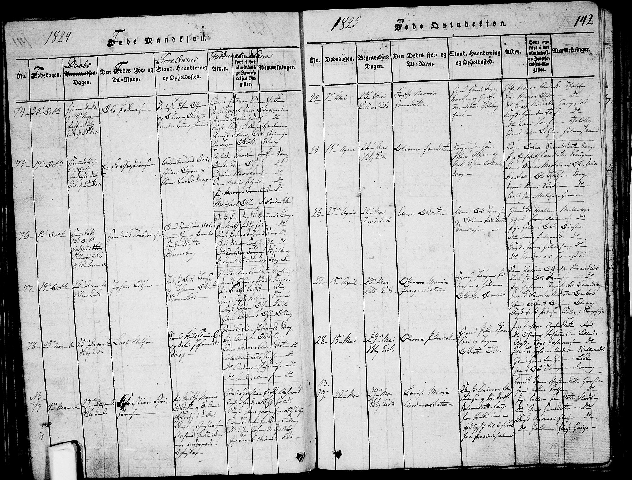 Skjeberg prestekontor Kirkebøker, AV/SAO-A-10923/G/Ga/L0001: Parish register (copy) no. I 1, 1815-1830, p. 142