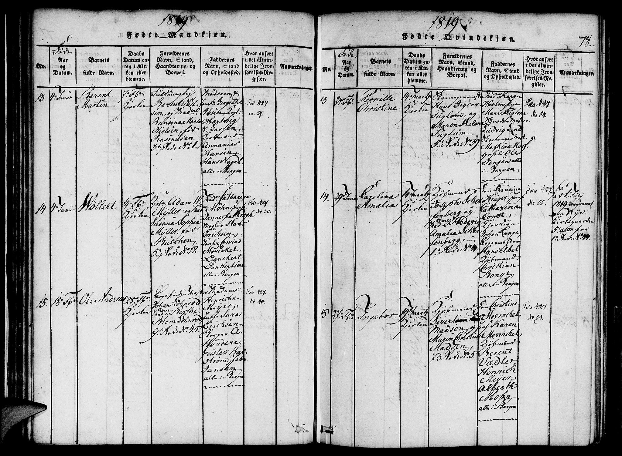 Nykirken Sokneprestembete, AV/SAB-A-77101/H/Haa/L0011: Parish register (official) no. A 11, 1816-1821, p. 78