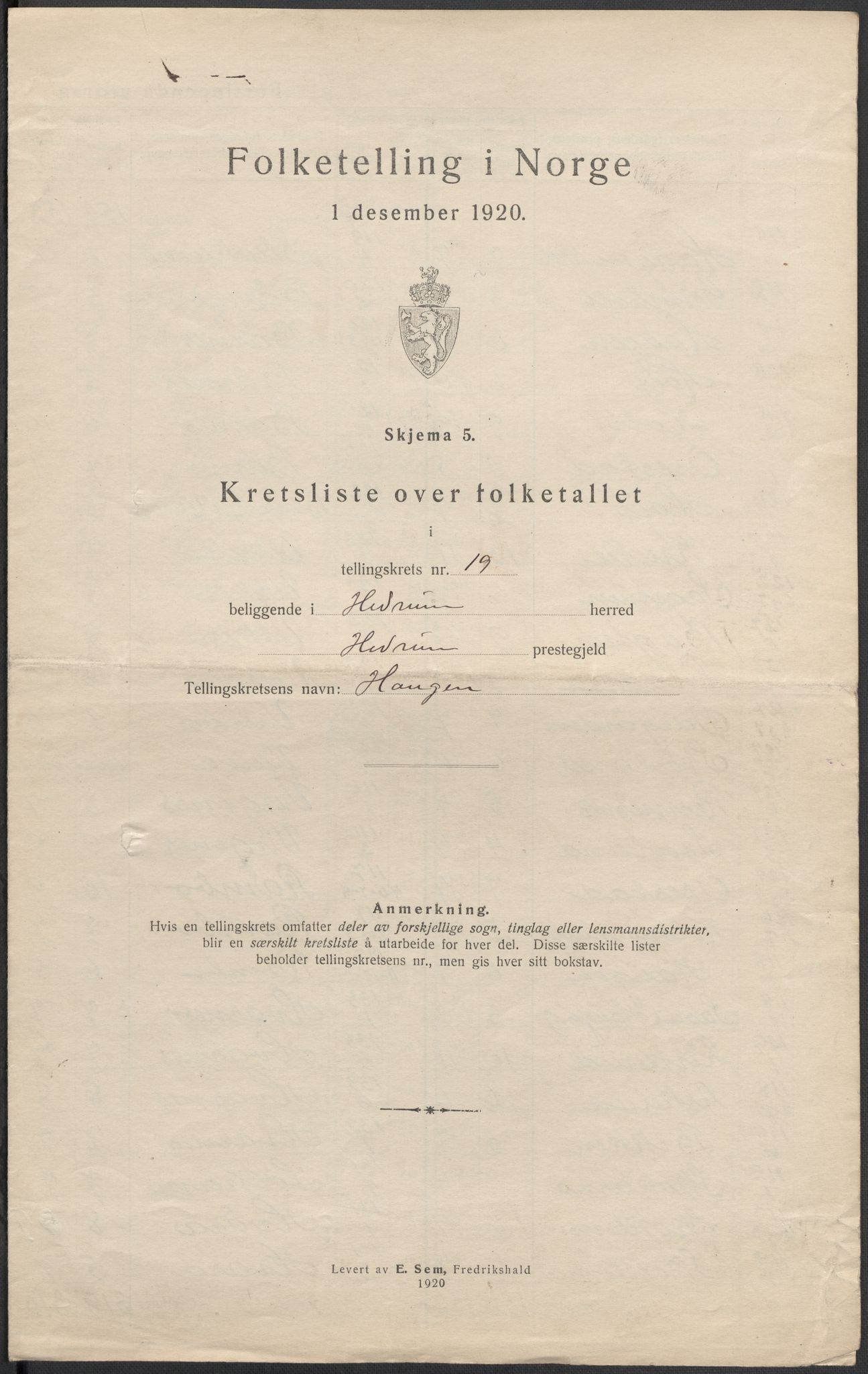 SAKO, 1920 census for Hedrum, 1920, p. 60