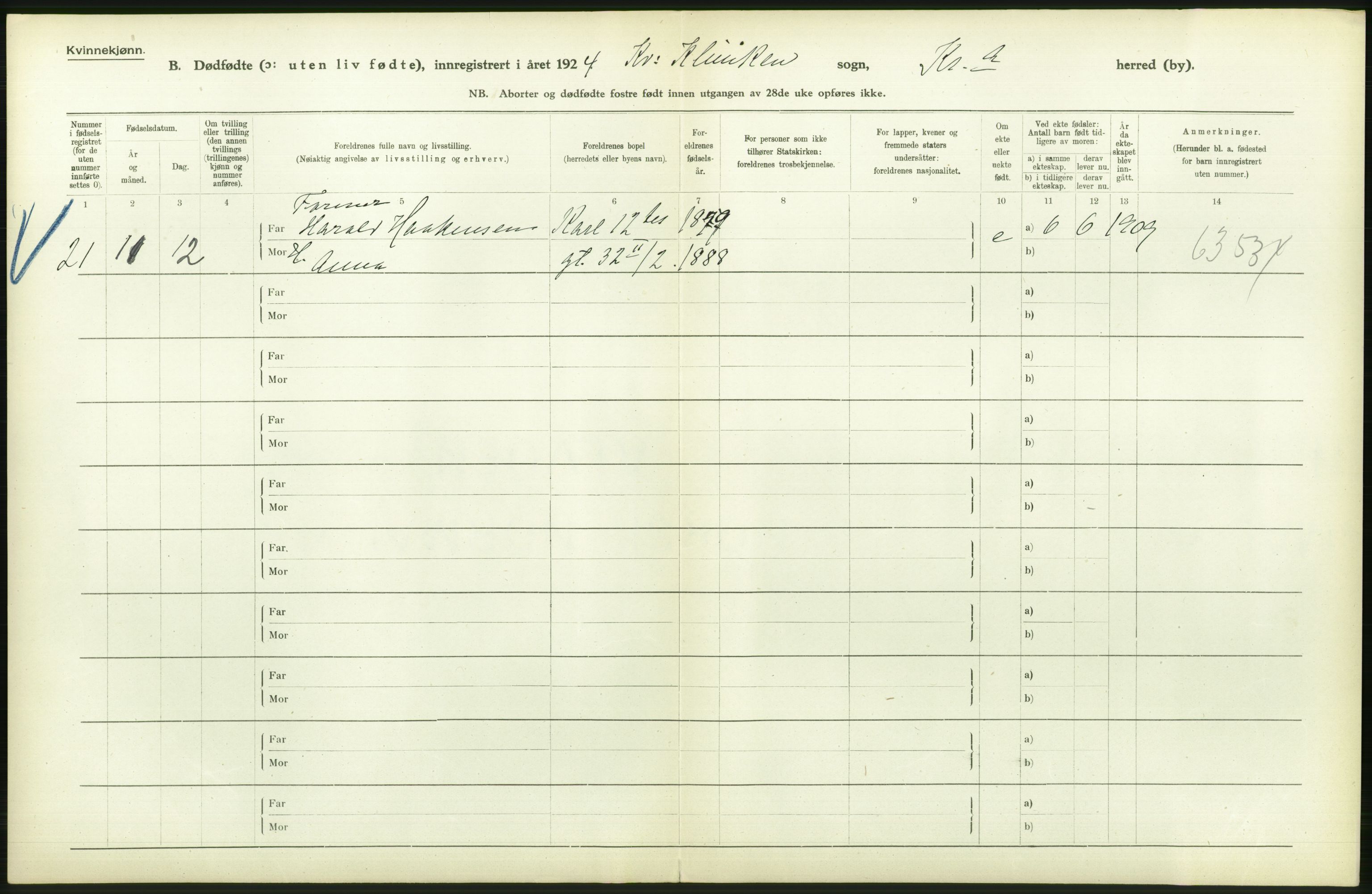 Statistisk sentralbyrå, Sosiodemografiske emner, Befolkning, AV/RA-S-2228/D/Df/Dfc/Dfcd/L0009: Kristiania: Døde kvinner, dødfødte, 1924, p. 738