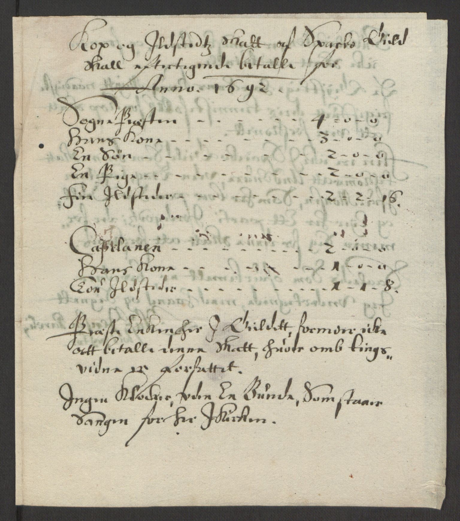 Rentekammeret inntil 1814, Reviderte regnskaper, Fogderegnskap, AV/RA-EA-4092/R63/L4308: Fogderegnskap Inderøy, 1692-1694, p. 143