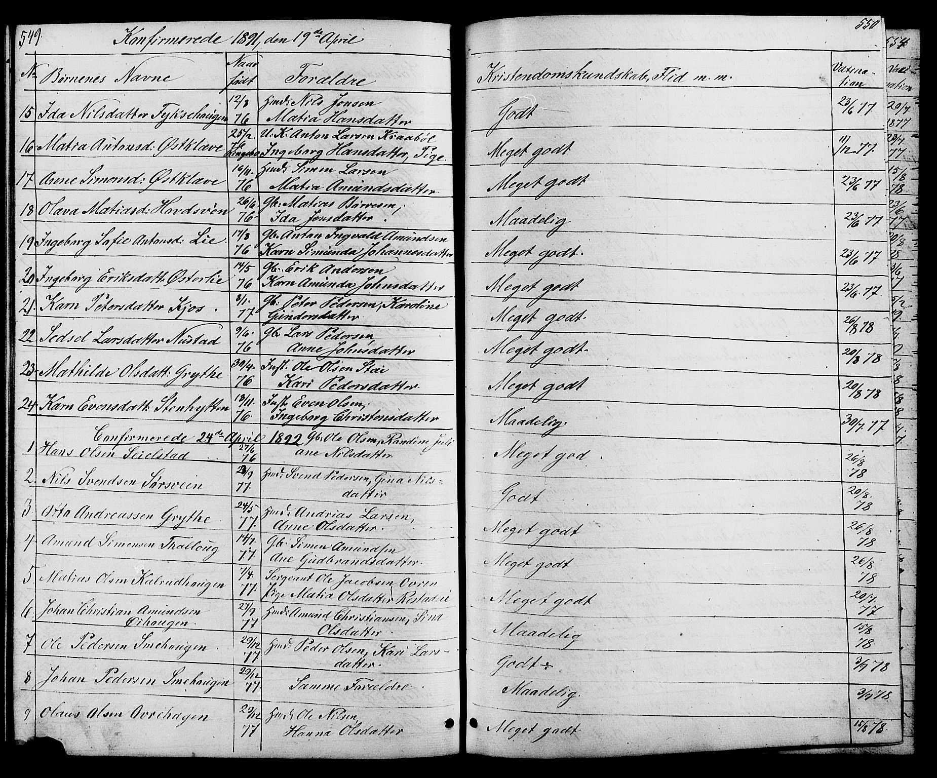 Østre Gausdal prestekontor, SAH/PREST-092/H/Ha/Hab/L0001: Parish register (copy) no. 1, 1863-1893, p. 549-550