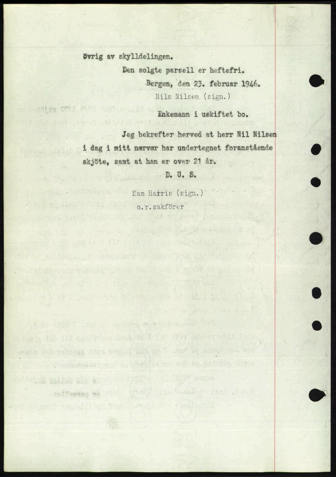 Midhordland sorenskriveri, SAB/A-3001/1/G/Gb/Gbj/L0022: Mortgage book no. A41-43, 1946-1946, Diary no: : 729/1946