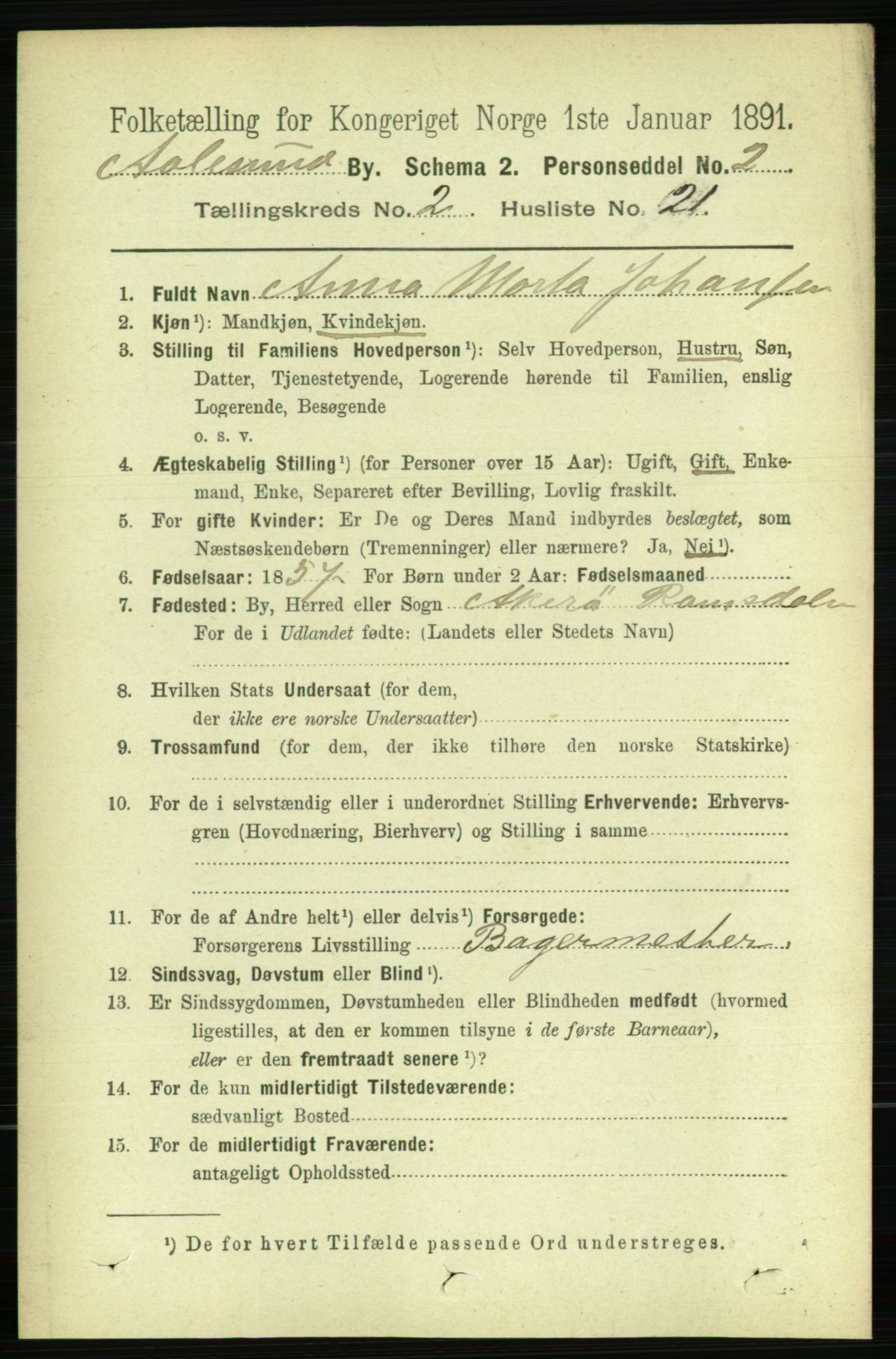 RA, 1891 census for 1501 Ålesund, 1891, p. 1938