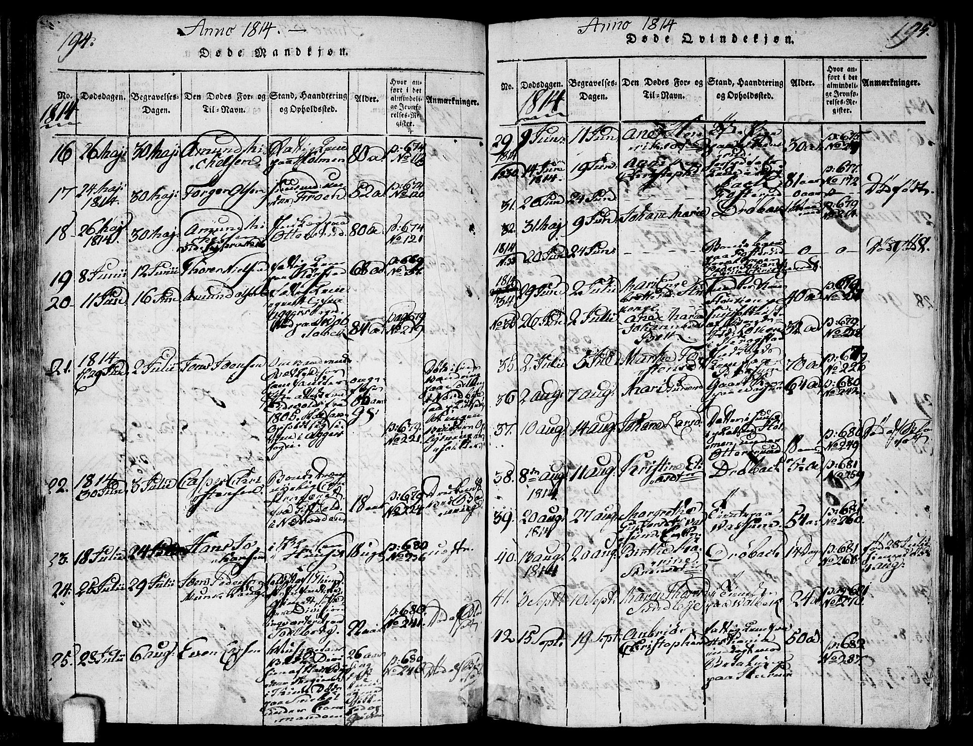 Ås prestekontor Kirkebøker, AV/SAO-A-10894/F/Fa/L0003: Parish register (official) no. I 3, 1814-1818, p. 194-195