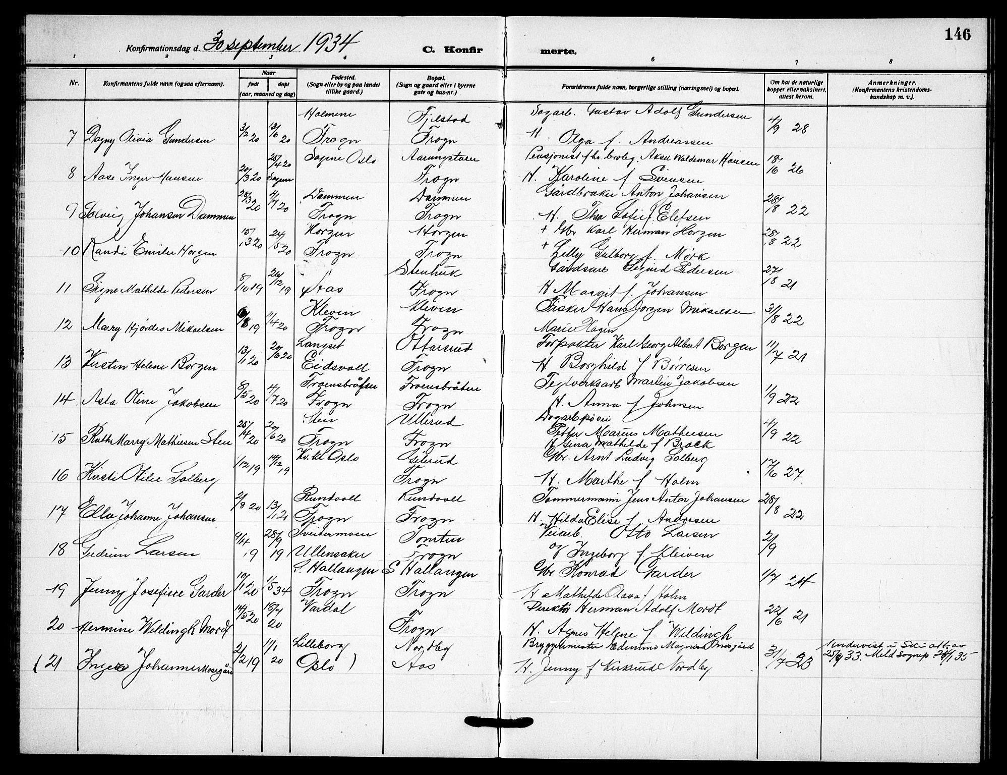 Drøbak prestekontor Kirkebøker, AV/SAO-A-10142a/G/Gb/L0002: Parish register (copy) no. II 2, 1919-1939, p. 146