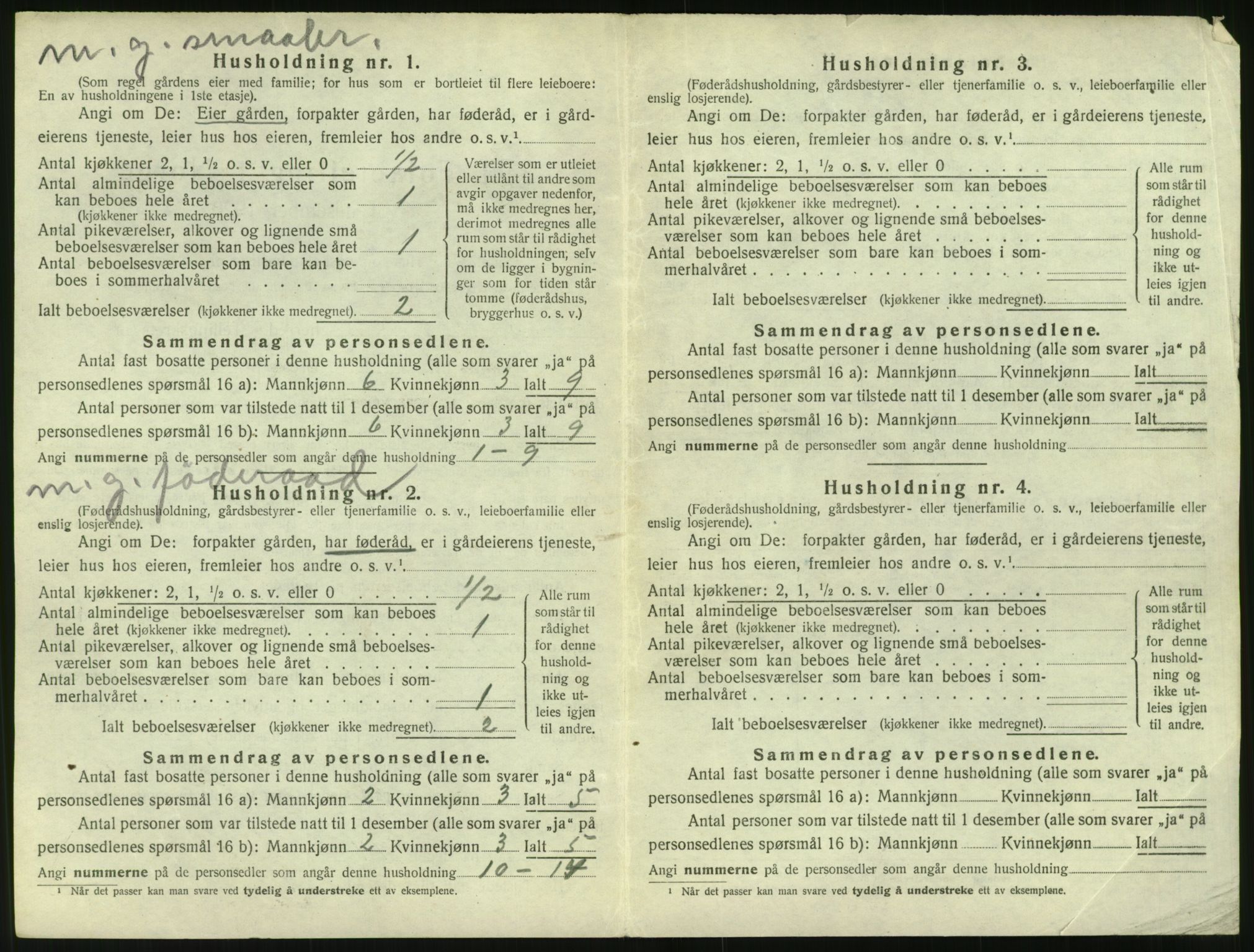 SAT, 1920 census for Vatne, 1920, p. 421