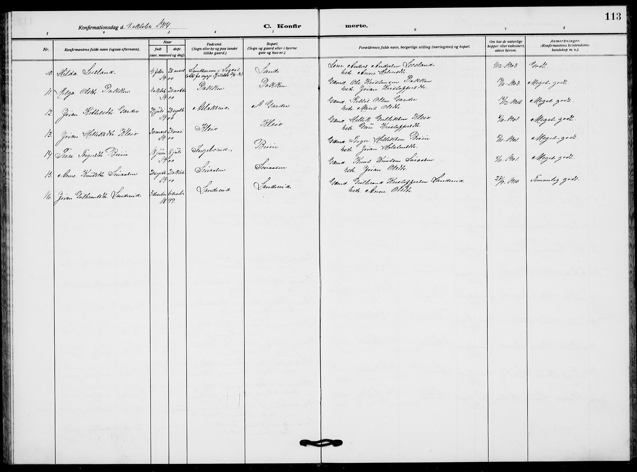 Flesberg kirkebøker, AV/SAKO-A-18/G/Ga/L0006: Parish register (copy) no. I 6, 1909-1924, p. 113