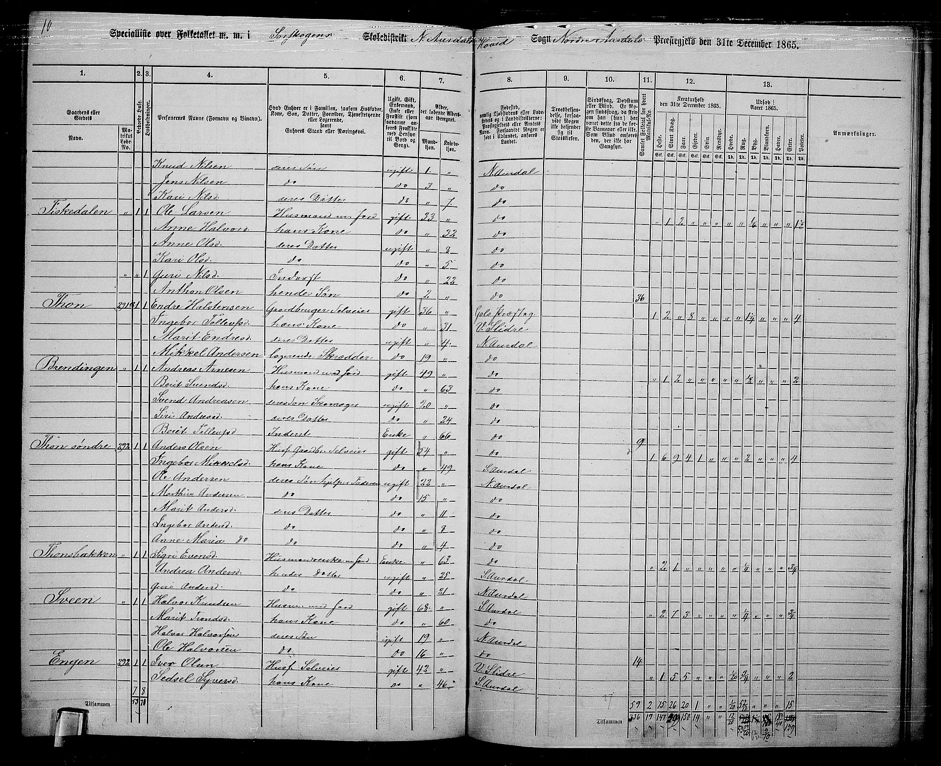 RA, 1865 census for Nord-Aurdal, 1865, p. 204