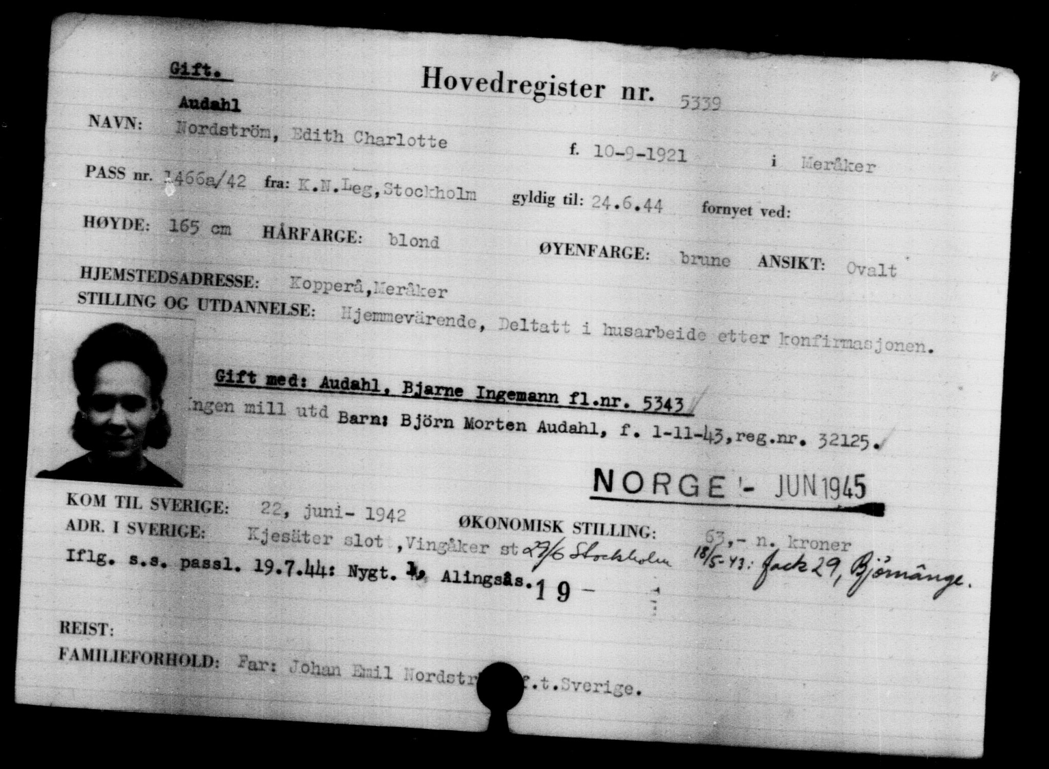 Utenriksstasjonene, Legasjonen i Stockholm, Flyktningkontoret, AV/RA-S-6753/V/Va/L0004: Kjesäterkartoteket, flyktninger med registreringsnr. 3496-6610, 1940-1945, p. 2124