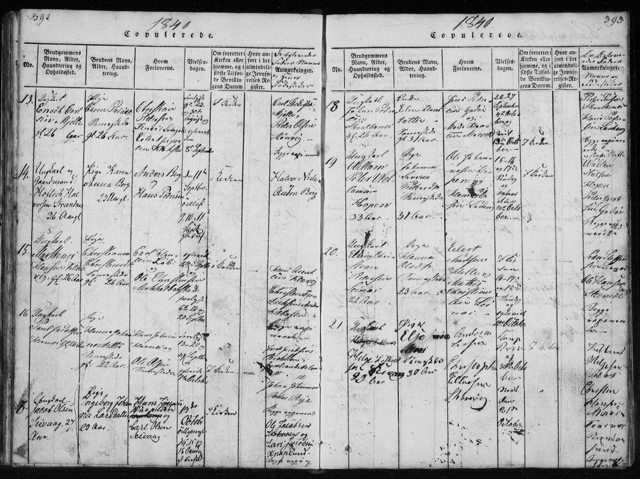 Ministerialprotokoller, klokkerbøker og fødselsregistre - Nordland, AV/SAT-A-1459/801/L0027: Parish register (copy) no. 801C02, 1835-1845, p. 392-393