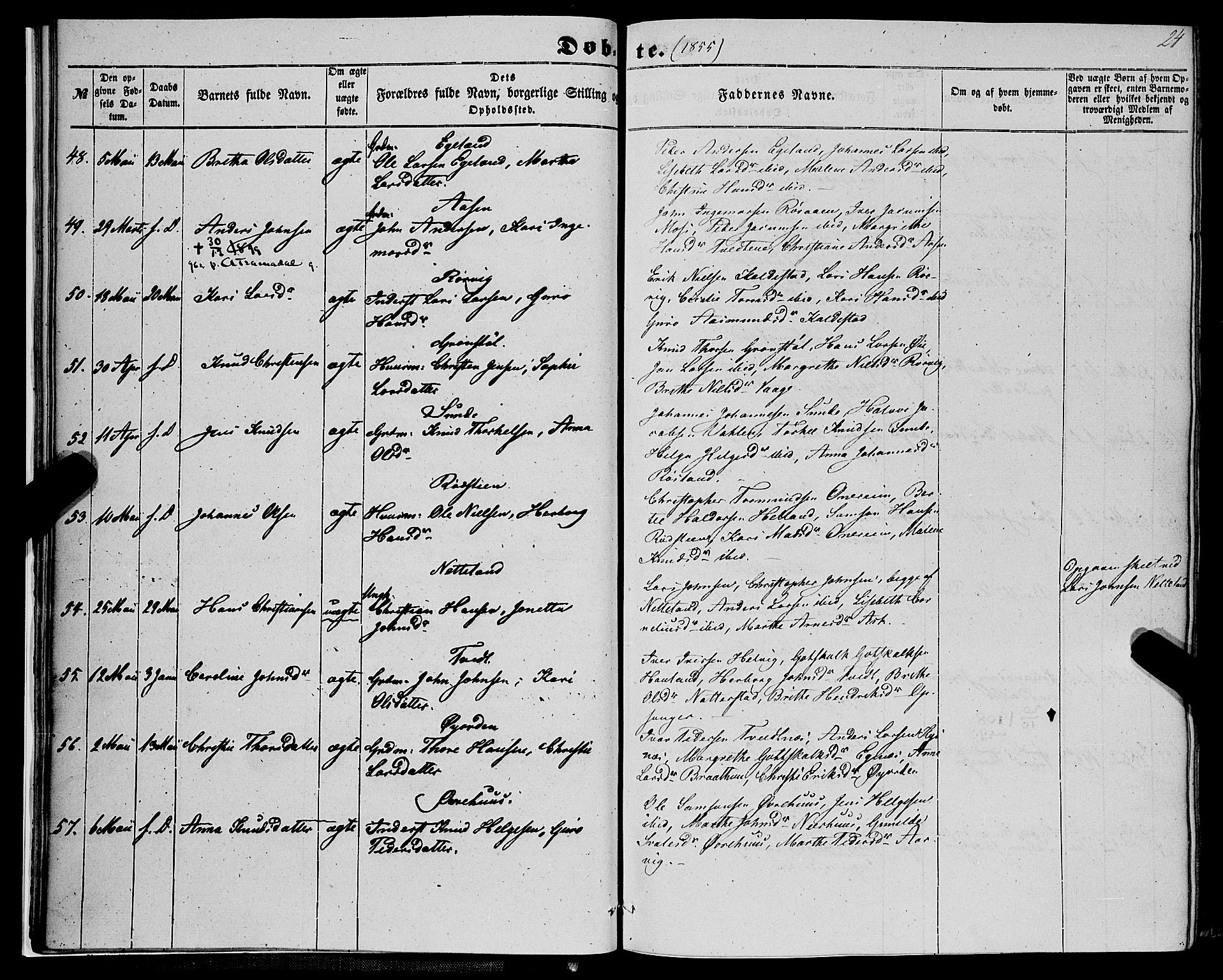 Kvinnherad sokneprestembete, AV/SAB-A-76401/H/Haa: Parish register (official) no. A 8, 1854-1872, p. 24