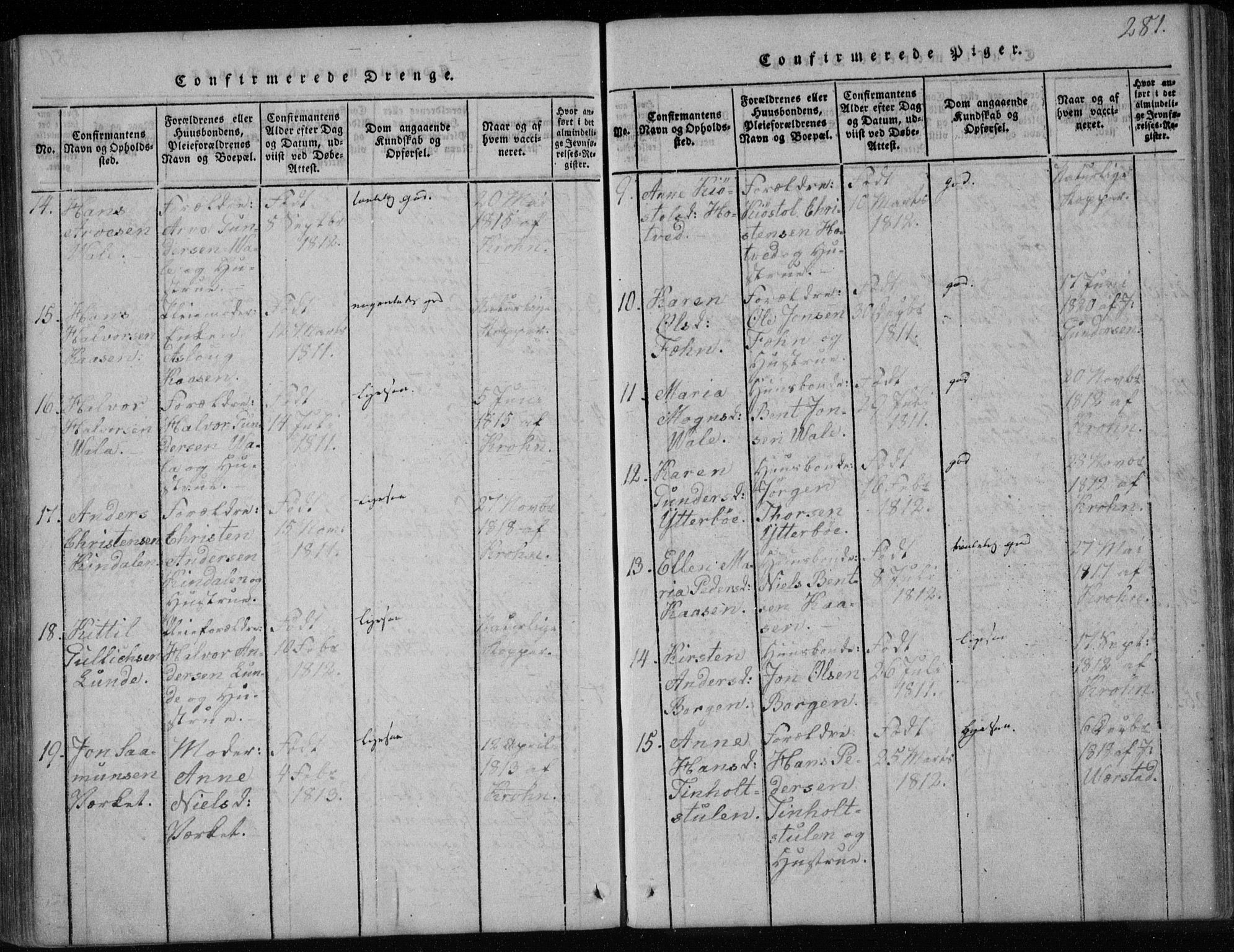 Holla kirkebøker, SAKO/A-272/F/Fa/L0003: Parish register (official) no. 3, 1815-1830, p. 281