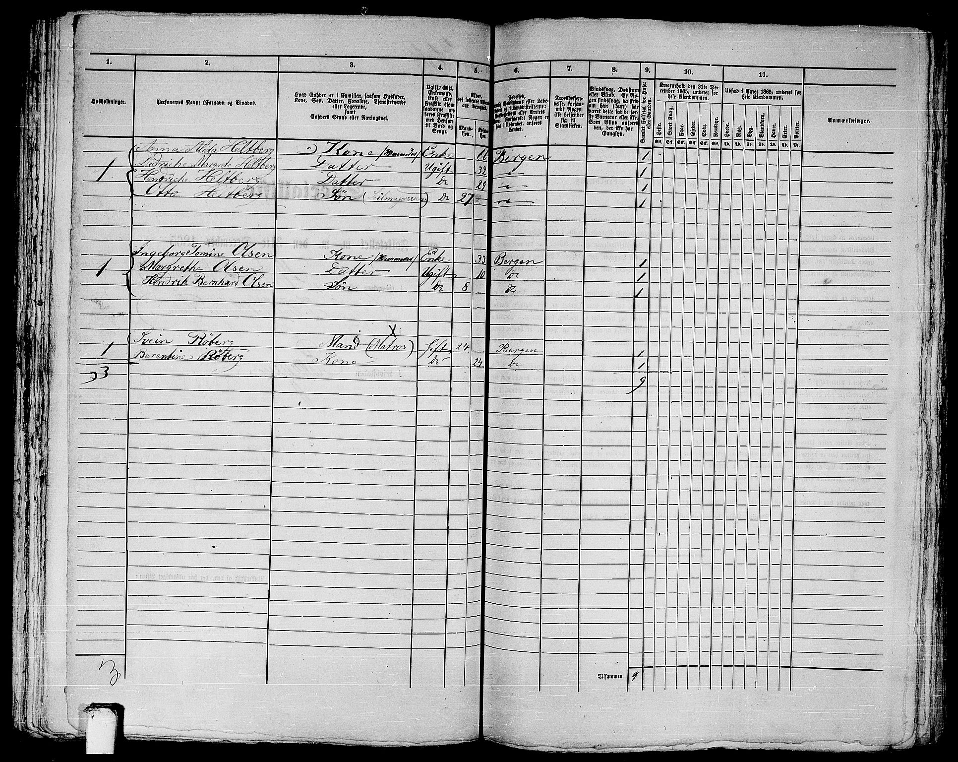 RA, 1865 census for Bergen, 1865, p. 760