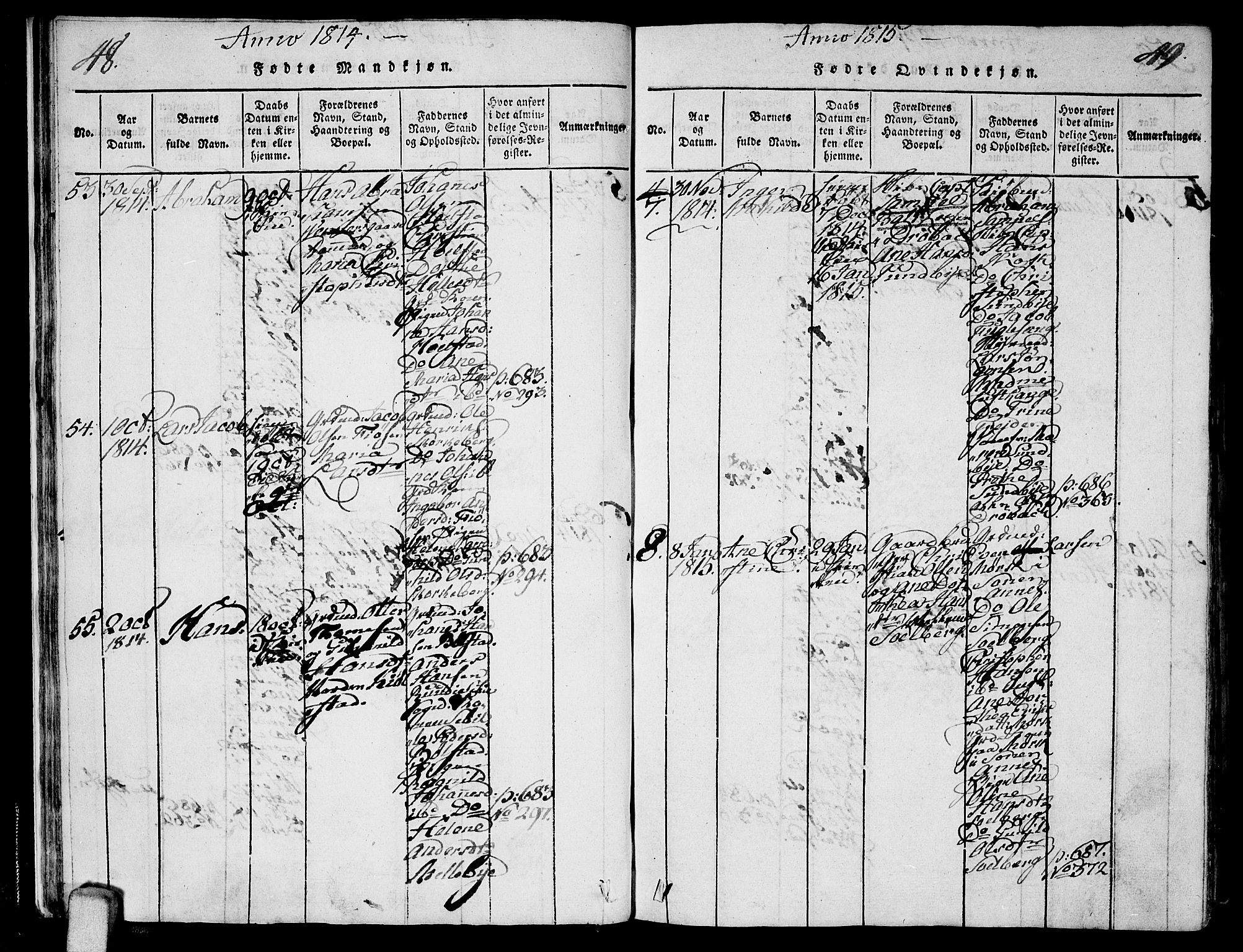 Ås prestekontor Kirkebøker, AV/SAO-A-10894/F/Fa/L0003: Parish register (official) no. I 3, 1814-1818, p. 48-49