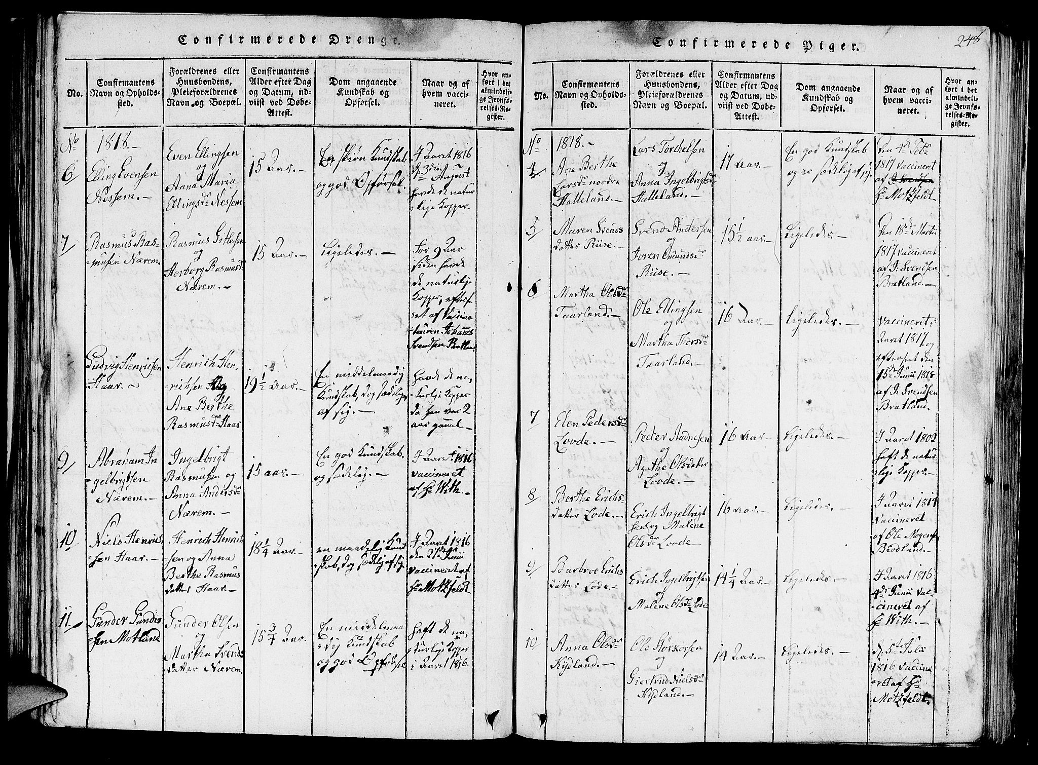 Hå sokneprestkontor, AV/SAST-A-101801/001/30BA/L0003: Parish register (official) no. A 3, 1815-1825, p. 248