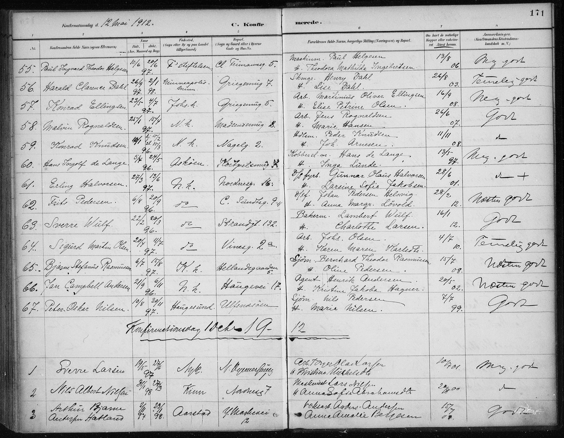 Nykirken Sokneprestembete, AV/SAB-A-77101/H/Haa/L0027: Parish register (official) no. C 6, 1886-1913, p. 171