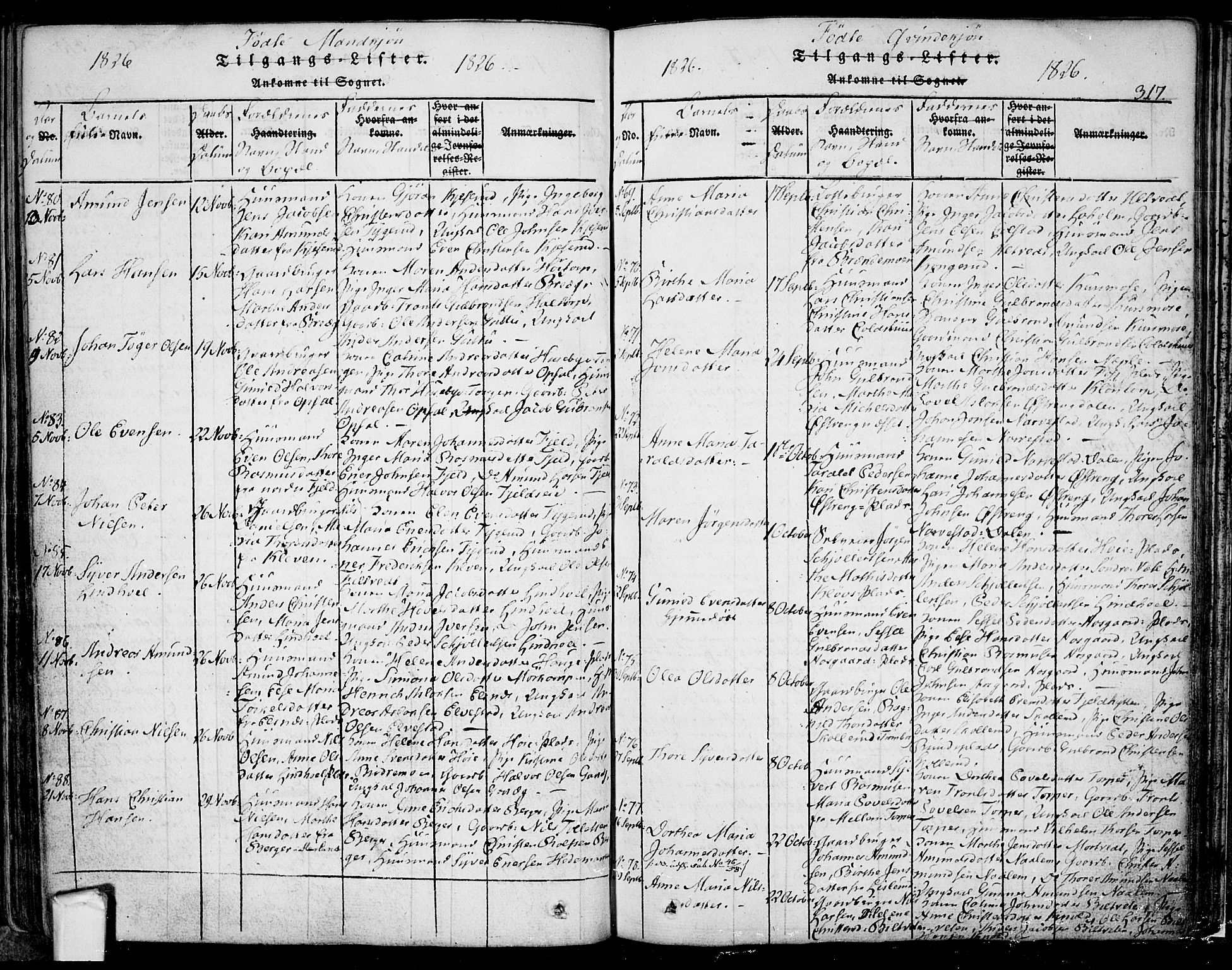 Eidsberg prestekontor Kirkebøker, SAO/A-10905/F/Fa/L0007: Parish register (official) no. I 7, 1814-1832, p. 317
