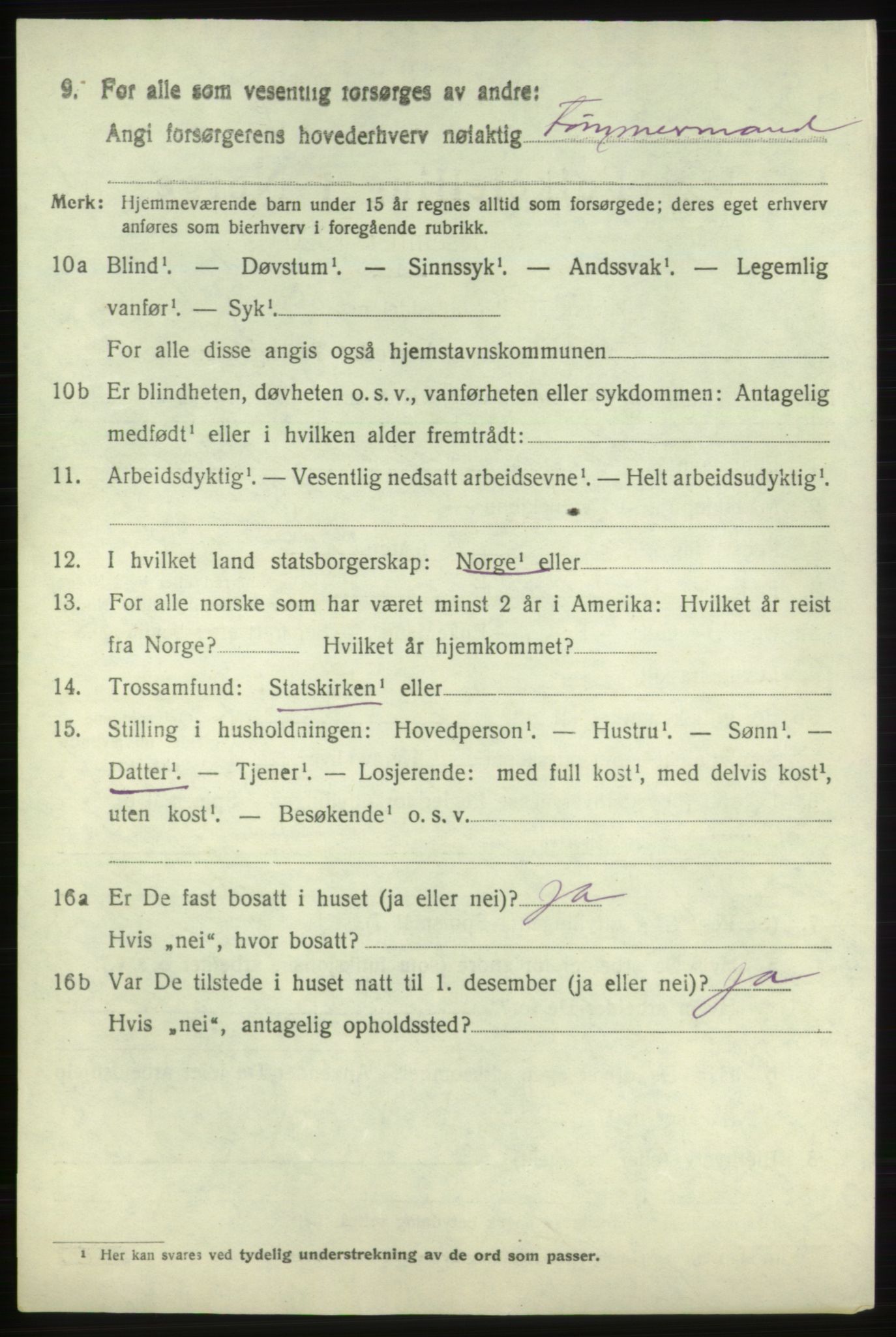 SAB, 1920 census for Fjelberg, 1920, p. 2732