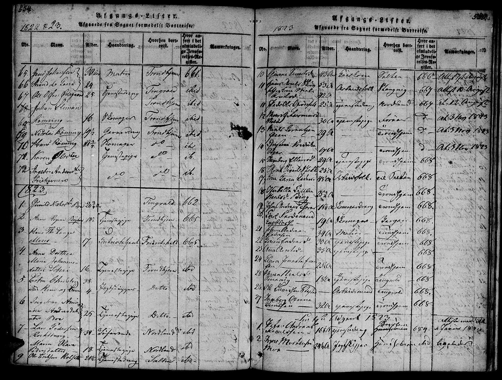 Ministerialprotokoller, klokkerbøker og fødselsregistre - Møre og Romsdal, AV/SAT-A-1454/572/L0842: Parish register (official) no. 572A05, 1819-1832, p. 554-555