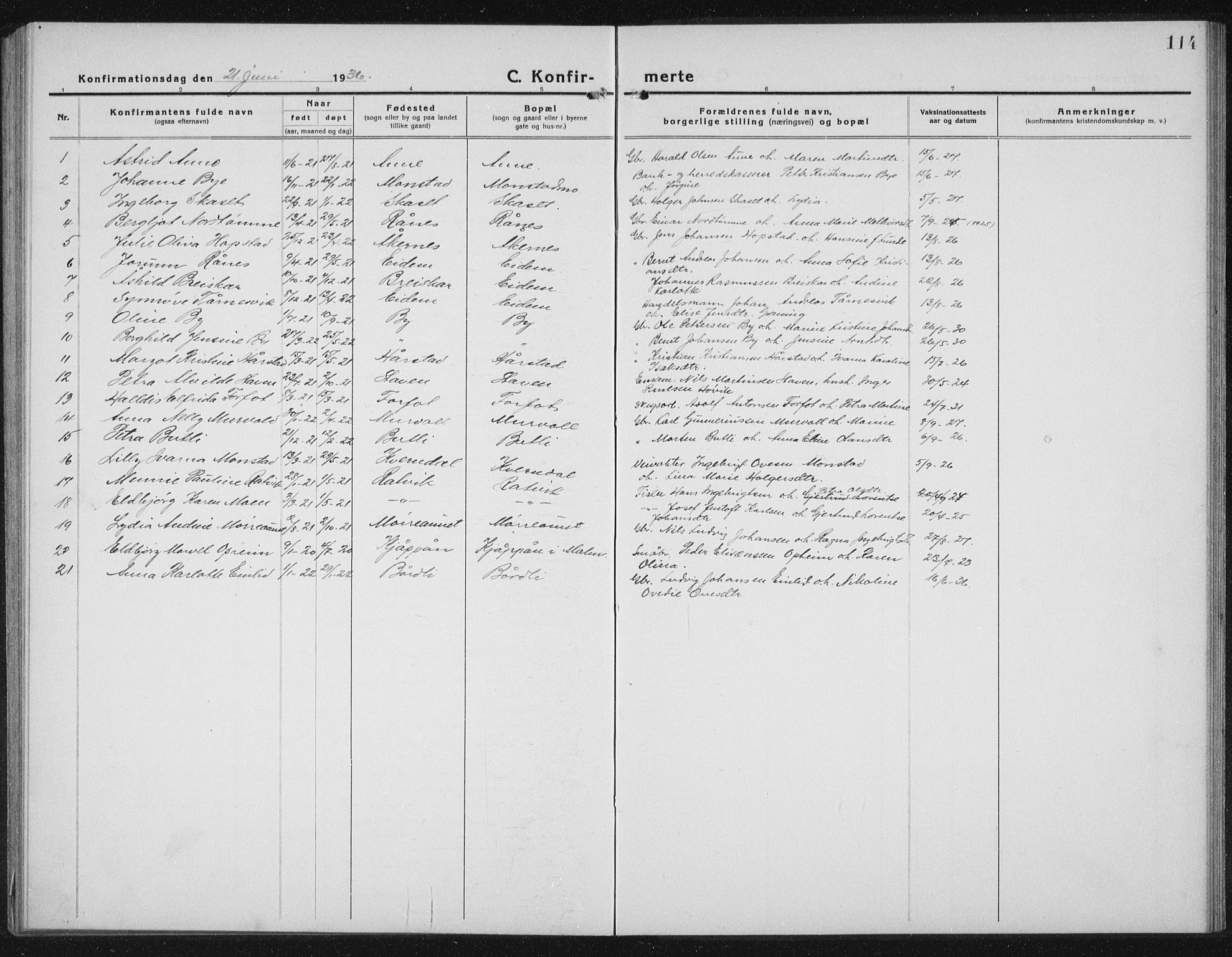 Ministerialprotokoller, klokkerbøker og fødselsregistre - Sør-Trøndelag, SAT/A-1456/655/L0689: Parish register (copy) no. 655C05, 1922-1936, p. 114