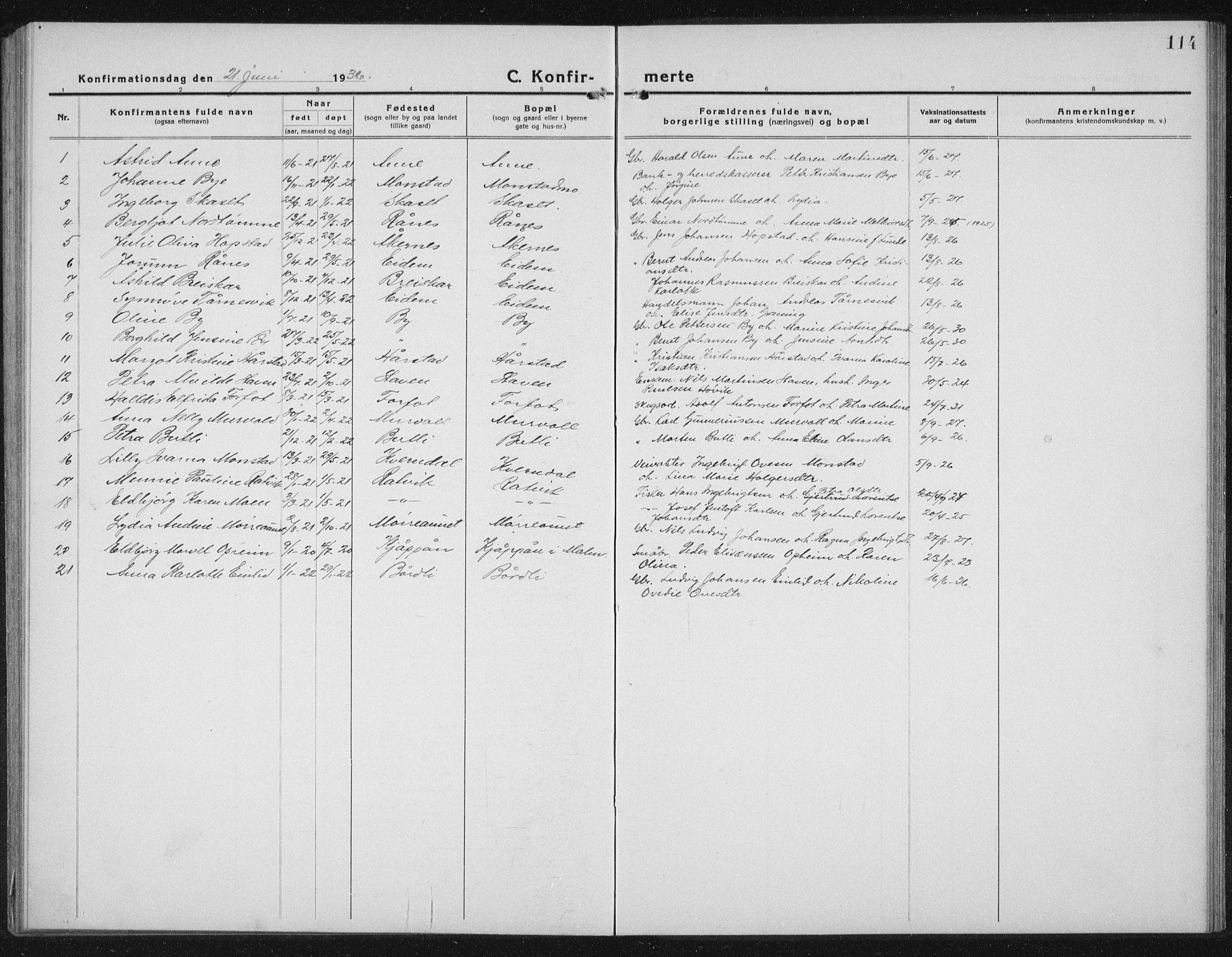 Ministerialprotokoller, klokkerbøker og fødselsregistre - Sør-Trøndelag, AV/SAT-A-1456/655/L0689: Parish register (copy) no. 655C05, 1922-1936, p. 114