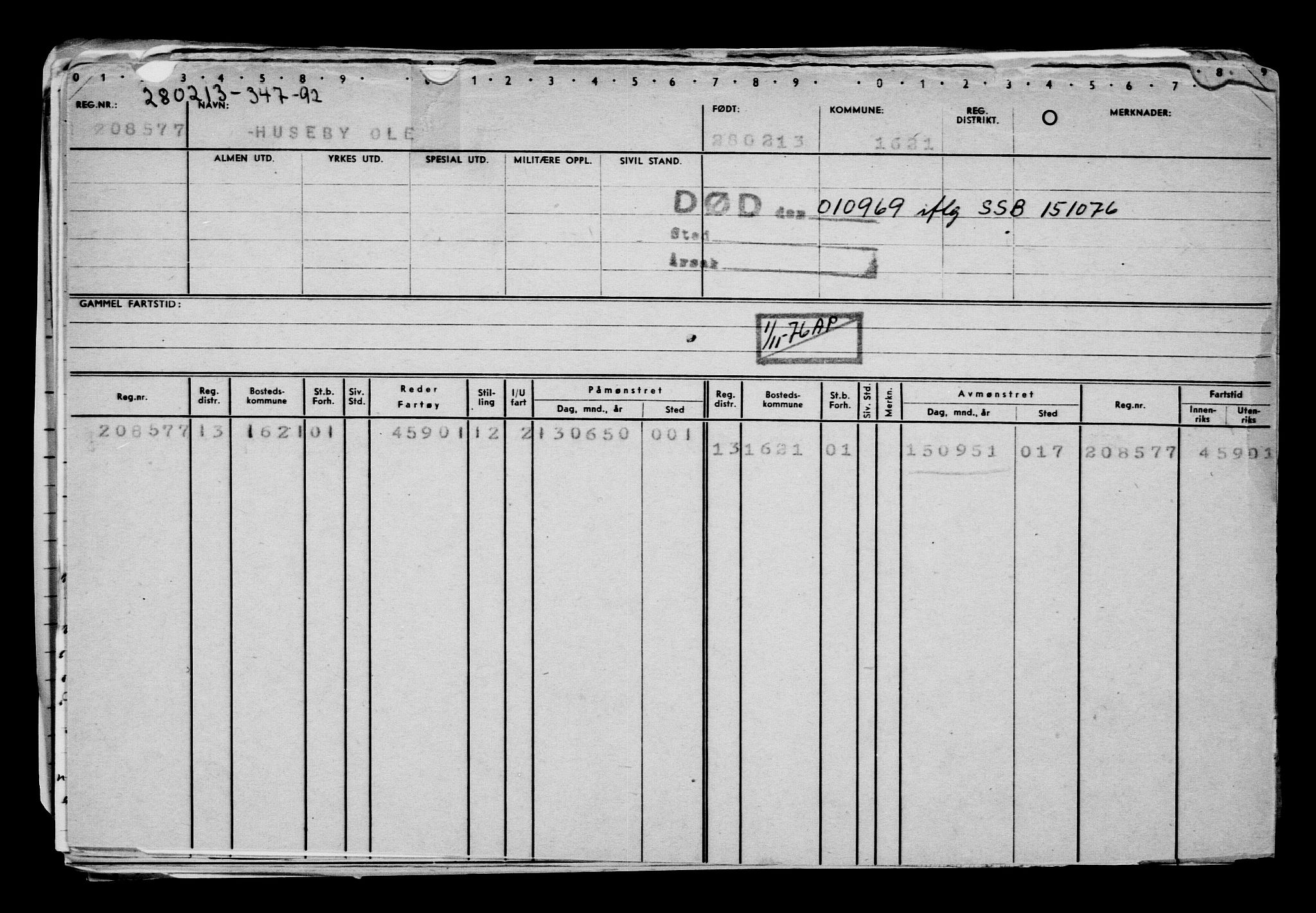 Direktoratet for sjømenn, AV/RA-S-3545/G/Gb/L0110: Hovedkort, 1913, p. 795