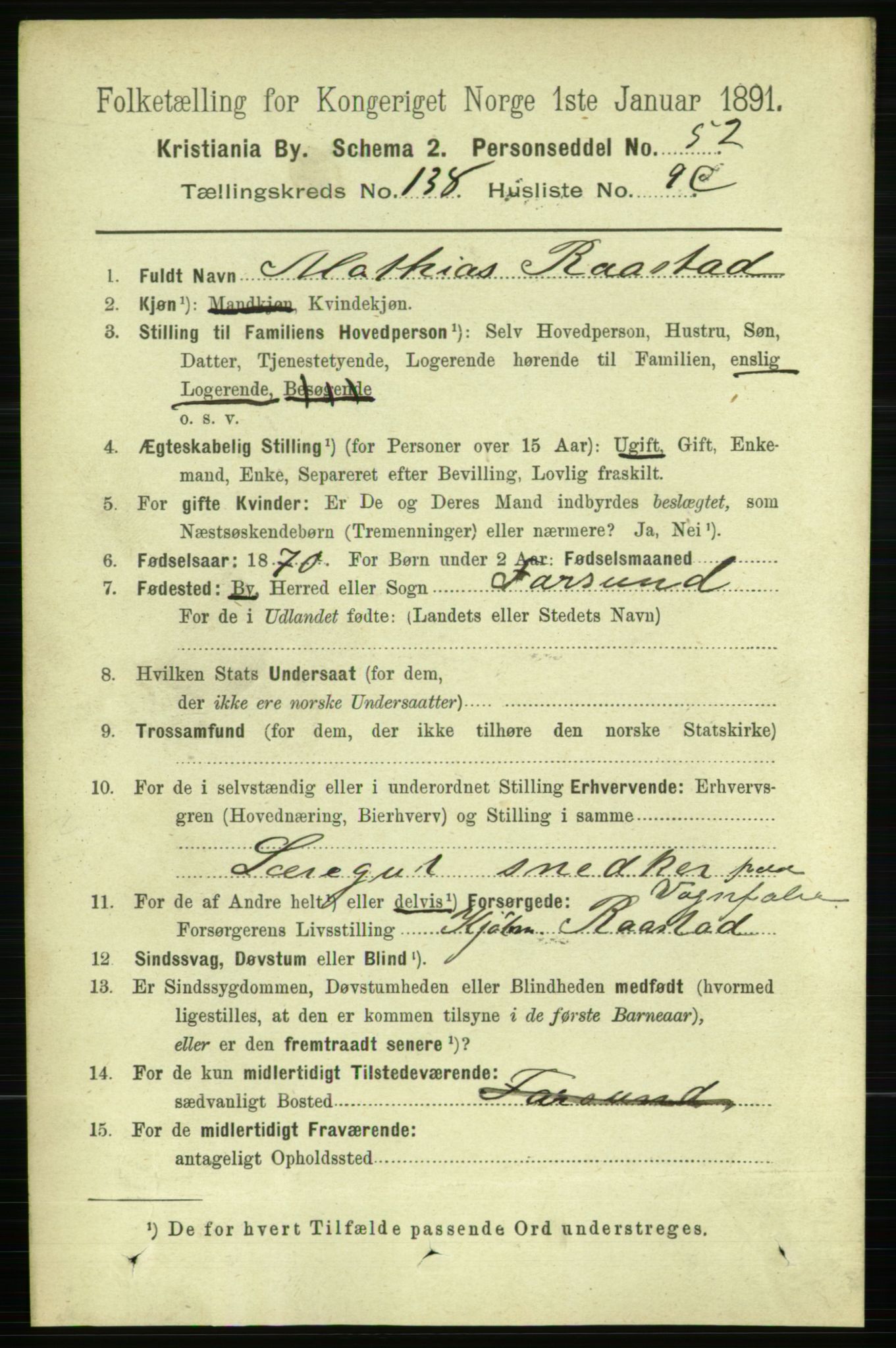 RA, 1891 census for 0301 Kristiania, 1891, p. 76922
