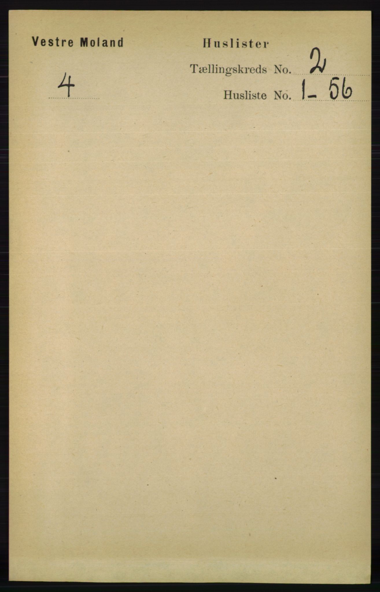 RA, 1891 census for 0926 Vestre Moland, 1891, p. 567